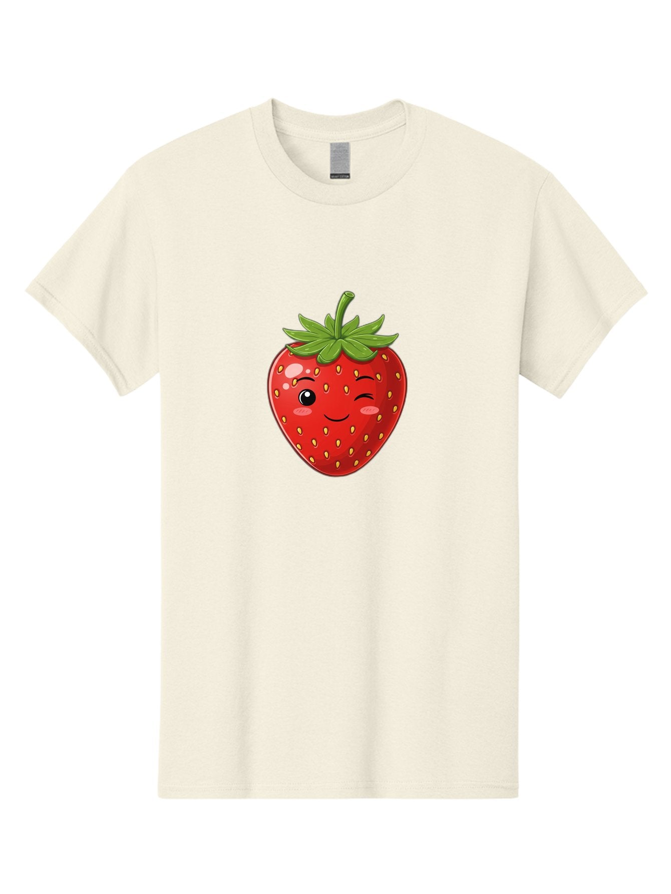 Winking-Strawberry-13 Men'S Graphic Tee, 100% Cotton, Comfortable Casual Summer Wear, Machine Washable, Winking Strawberry Cartoon, Smiling Fruit, Shiny Red Strawberry, Adorable Illustration, Cute Character Design, Playful Emoji, Happy Face, Bac558 13