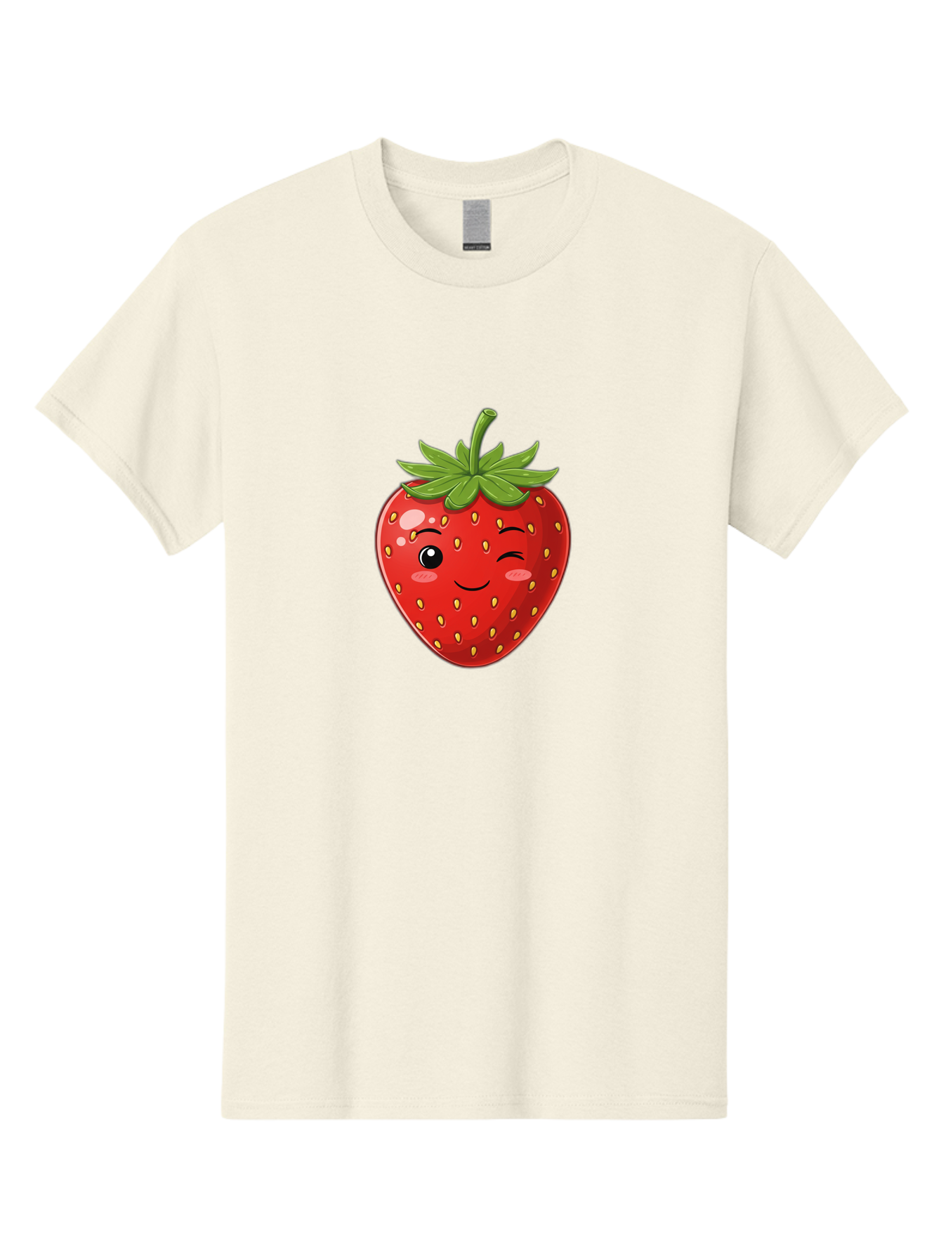 Winking-Strawberry-13 Men'S Graphic Tee, 100% Cotton, Comfortable Casual Summer Wear, Machine Washable, Winking Strawberry Cartoon, Smiling Fruit, Shiny Red Strawberry, Adorable Illustration, Cute Character Design, Playful Emoji, Happy Face, Bac558 15