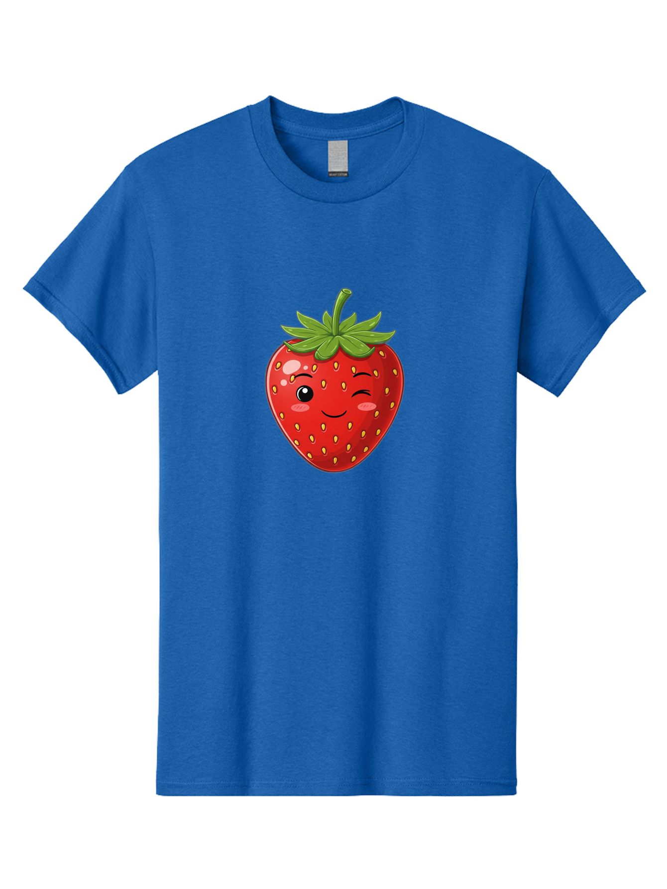 Winking-Strawberry-13 Men'S Graphic Tee, 100% Cotton, Comfortable Casual Summer Wear, Machine Washable, Winking Strawberry Cartoon, Smiling Fruit, Shiny Red Strawberry, Adorable Illustration, Cute Character Design, Playful Emoji, Happy Face, Bac558 4