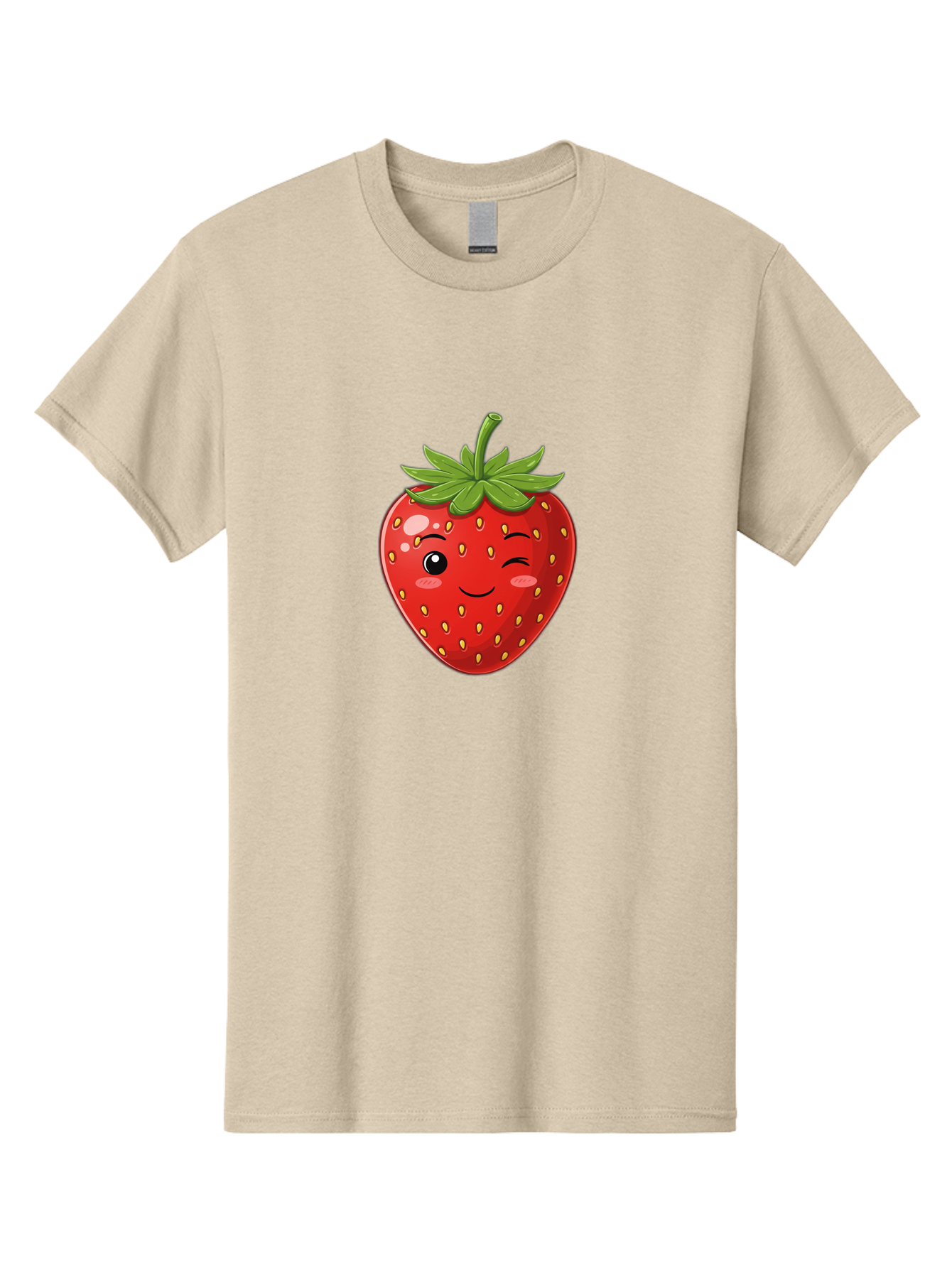 Winking-Strawberry-13 Men'S Graphic Tee, 100% Cotton, Comfortable Casual Summer Wear, Machine Washable, Winking Strawberry Cartoon, Smiling Fruit, Shiny Red Strawberry, Adorable Illustration, Cute Character Design, Playful Emoji, Happy Face, Bac558 11