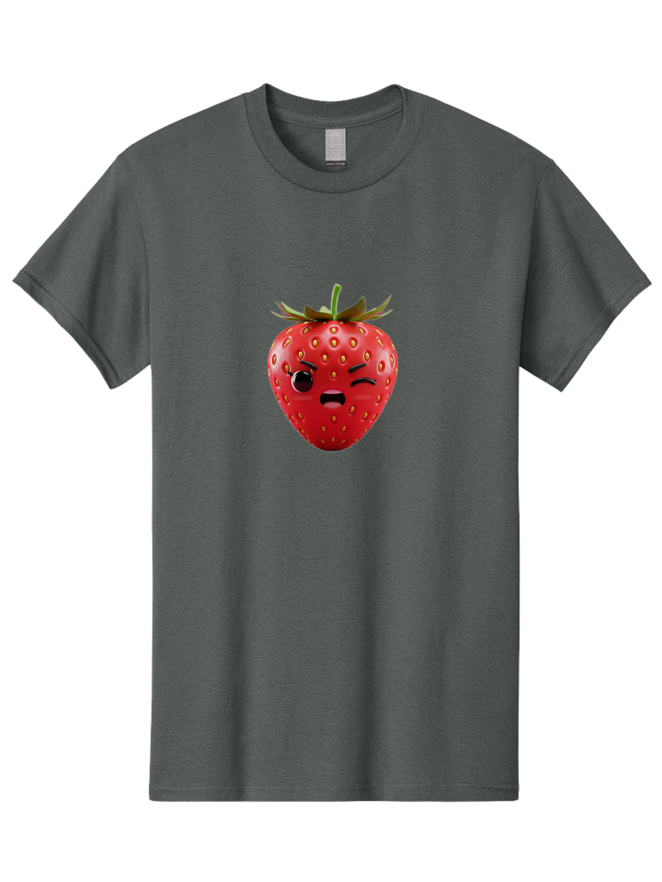 Winking-Strawberry-3 Men'S Graphic Tee, 100% Cotton, Comfortable Casual Summer Wear, Machine Washable, Winking Strawberry, Cartoon Fruit, Quirky Character, Comical Expression, Funny Face, Red Strawberry, Playful Design, Fruit Emoji, Bac560 6