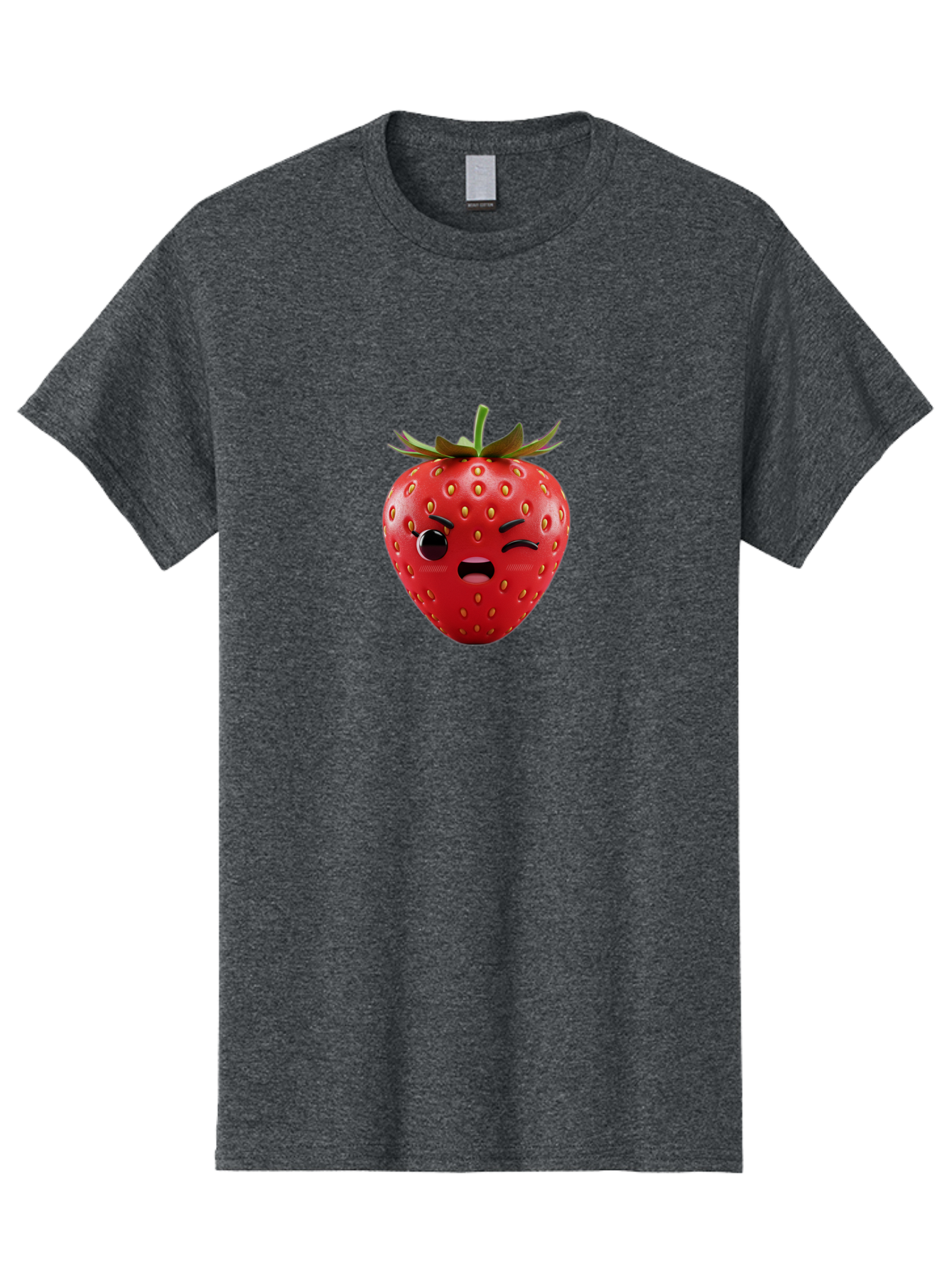 Winking-Strawberry-3 Men'S Graphic Tee, 100% Cotton, Comfortable Casual Summer Wear, Machine Washable, Winking Strawberry, Cartoon Fruit, Quirky Character, Comical Expression, Funny Face, Red Strawberry, Playful Design, Fruit Emoji, Bac560 13