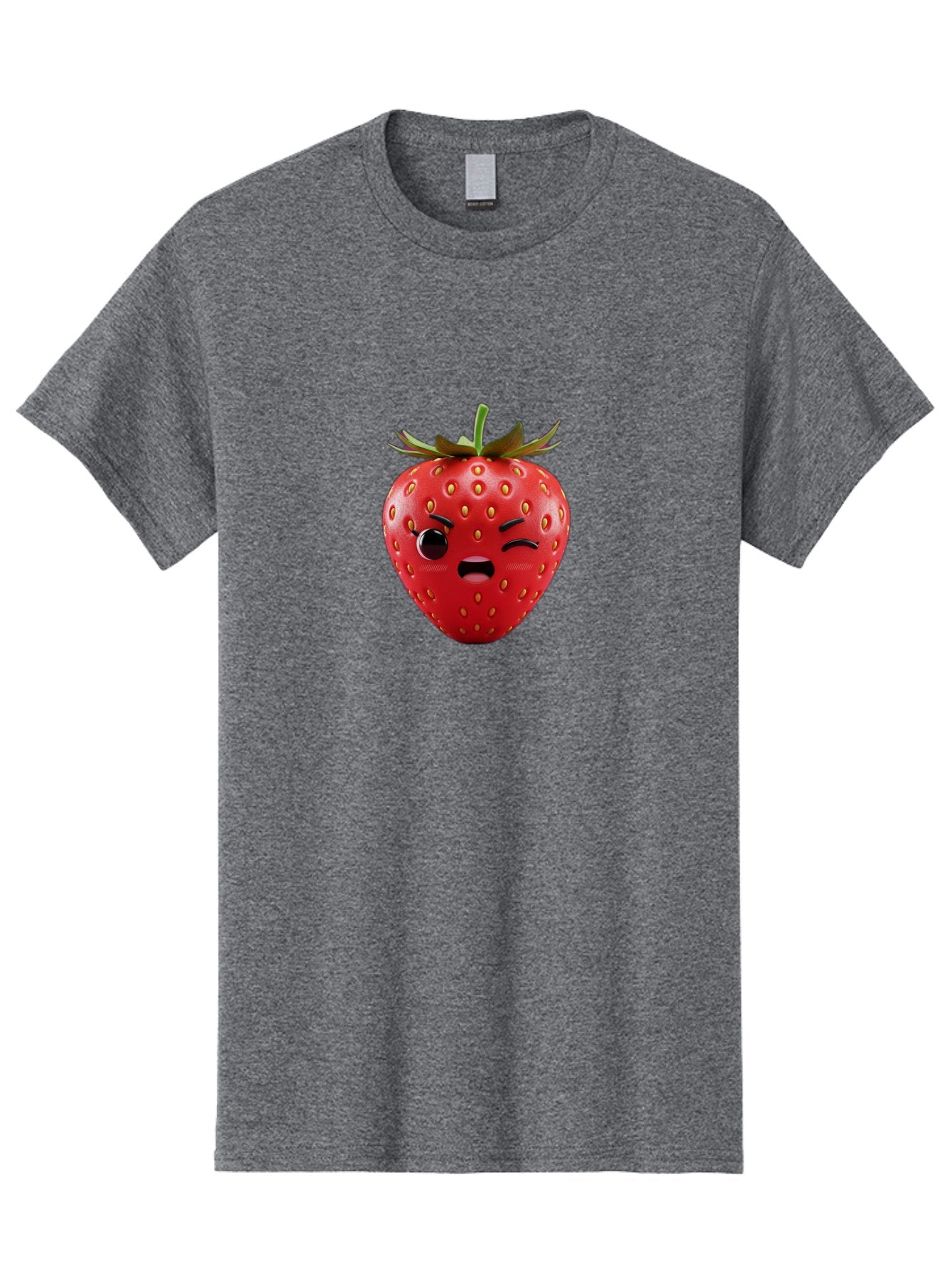 Winking-Strawberry-3 Men'S Graphic Tee, 100% Cotton, Comfortable Casual Summer Wear, Machine Washable, Winking Strawberry, Cartoon Fruit, Quirky Character, Comical Expression, Funny Face, Red Strawberry, Playful Design, Fruit Emoji, Bac560 3