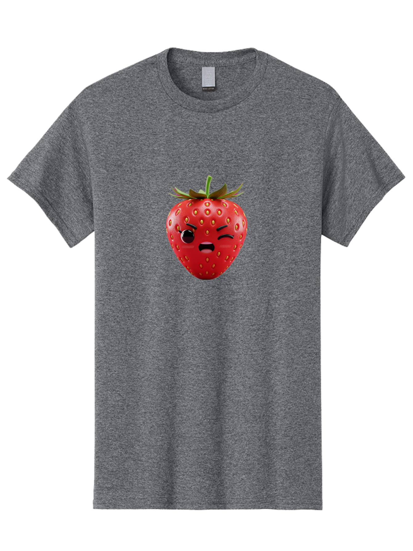 Winking-Strawberry-3 Men'S Graphic Tee, 100% Cotton, Comfortable Casual Summer Wear, Machine Washable, Winking Strawberry, Cartoon Fruit, Quirky Character, Comical Expression, Funny Face, Red Strawberry, Playful Design, Fruit Emoji, Bac560 9