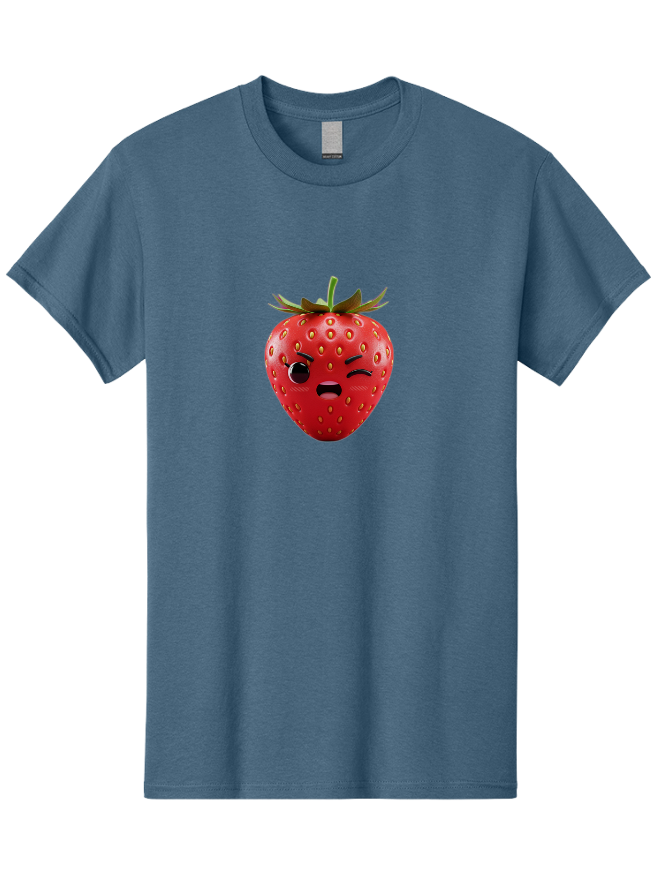 Winking-Strawberry-3 Men'S Graphic Tee, 100% Cotton, Comfortable Casual Summer Wear, Machine Washable, Winking Strawberry, Cartoon Fruit, Quirky Character, Comical Expression, Funny Face, Red Strawberry, Playful Design, Fruit Emoji, Bac560 11