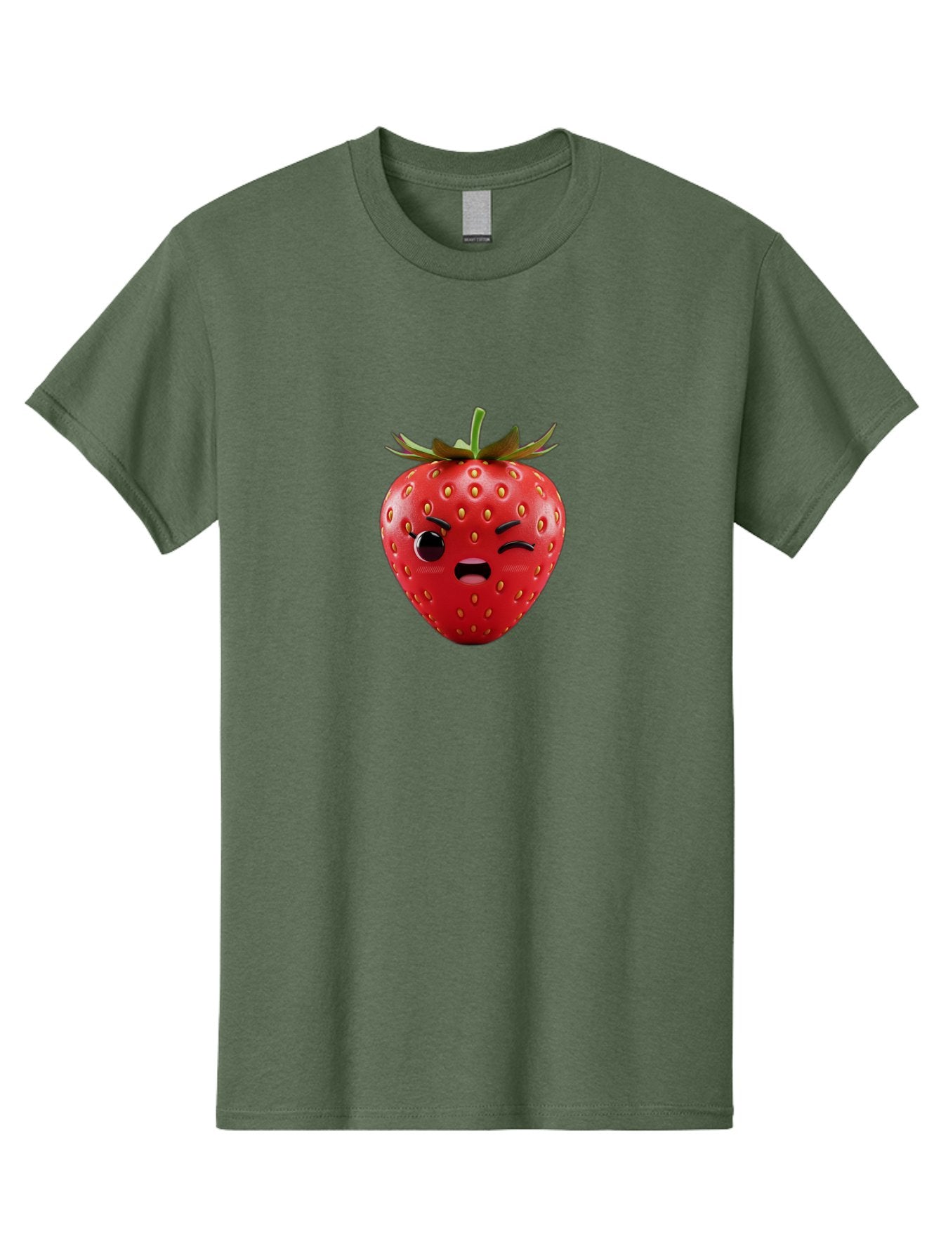 Winking-Strawberry-3 Men'S Graphic Tee, 100% Cotton, Comfortable Casual Summer Wear, Machine Washable, Winking Strawberry, Cartoon Fruit, Quirky Character, Comical Expression, Funny Face, Red Strawberry, Playful Design, Fruit Emoji, Bac560 10