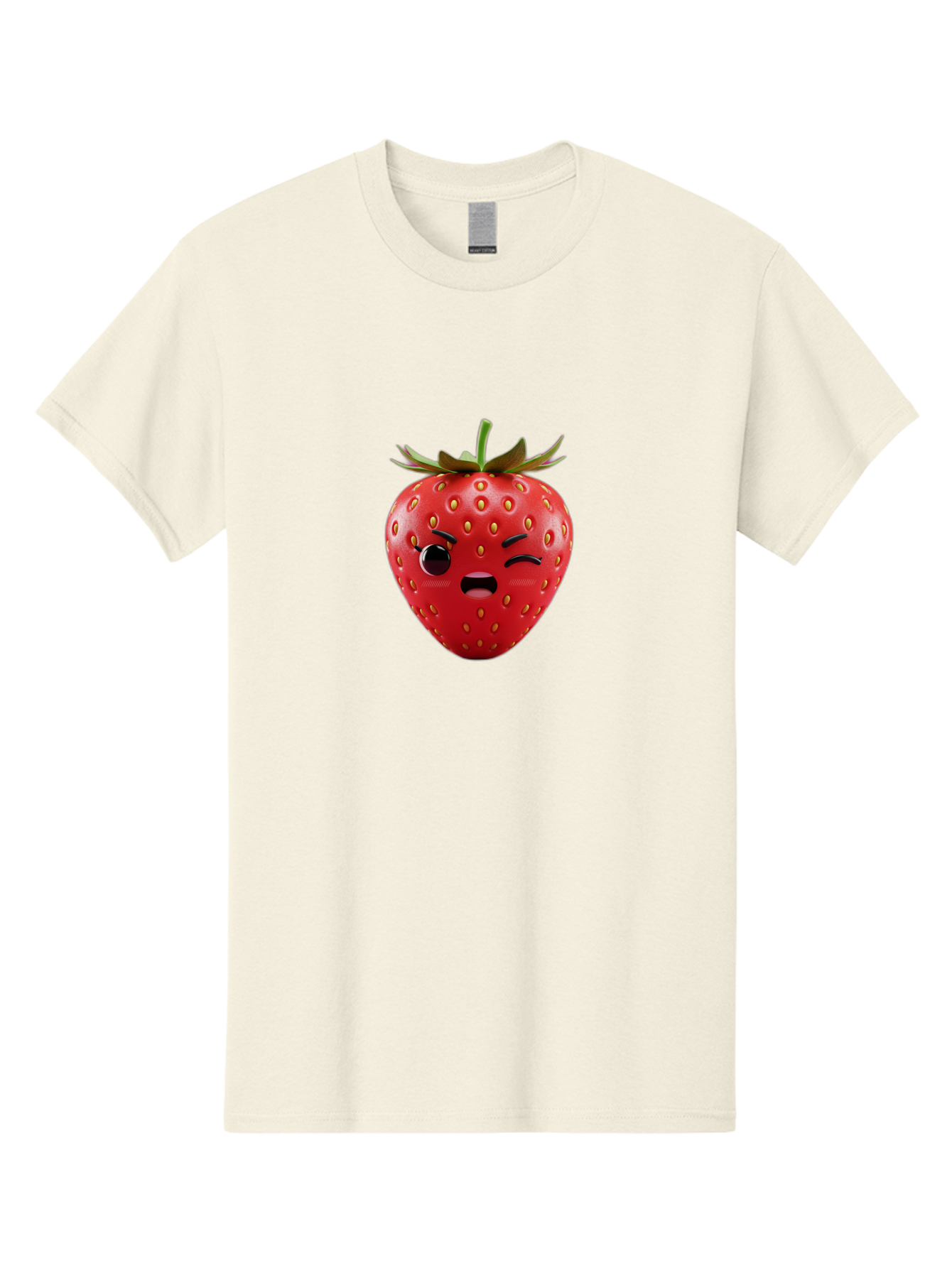 Winking-Strawberry-3 Men'S Graphic Tee, 100% Cotton, Comfortable Casual Summer Wear, Machine Washable, Winking Strawberry, Cartoon Fruit, Quirky Character, Comical Expression, Funny Face, Red Strawberry, Playful Design, Fruit Emoji, Bac560