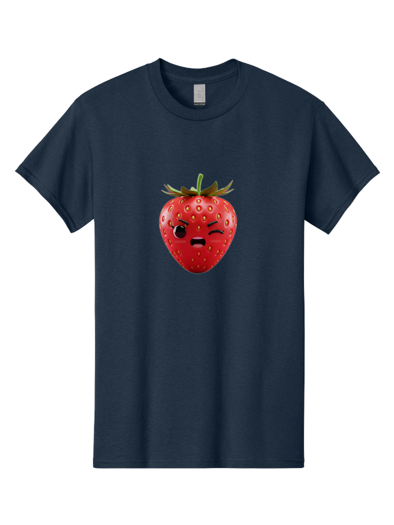 Winking-Strawberry-3 Men'S Graphic Tee, 100% Cotton, Comfortable Casual Summer Wear, Machine Washable, Winking Strawberry, Cartoon Fruit, Quirky Character, Comical Expression, Funny Face, Red Strawberry, Playful Design, Fruit Emoji, Bac560 5