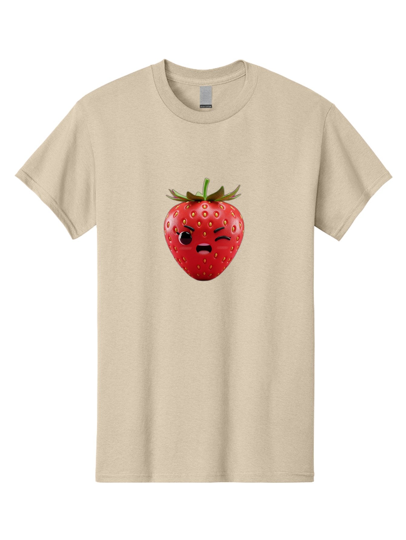 Winking-Strawberry-3 Men'S Graphic Tee, 100% Cotton, Comfortable Casual Summer Wear, Machine Washable, Winking Strawberry, Cartoon Fruit, Quirky Character, Comical Expression, Funny Face, Red Strawberry, Playful Design, Fruit Emoji, Bac560 6