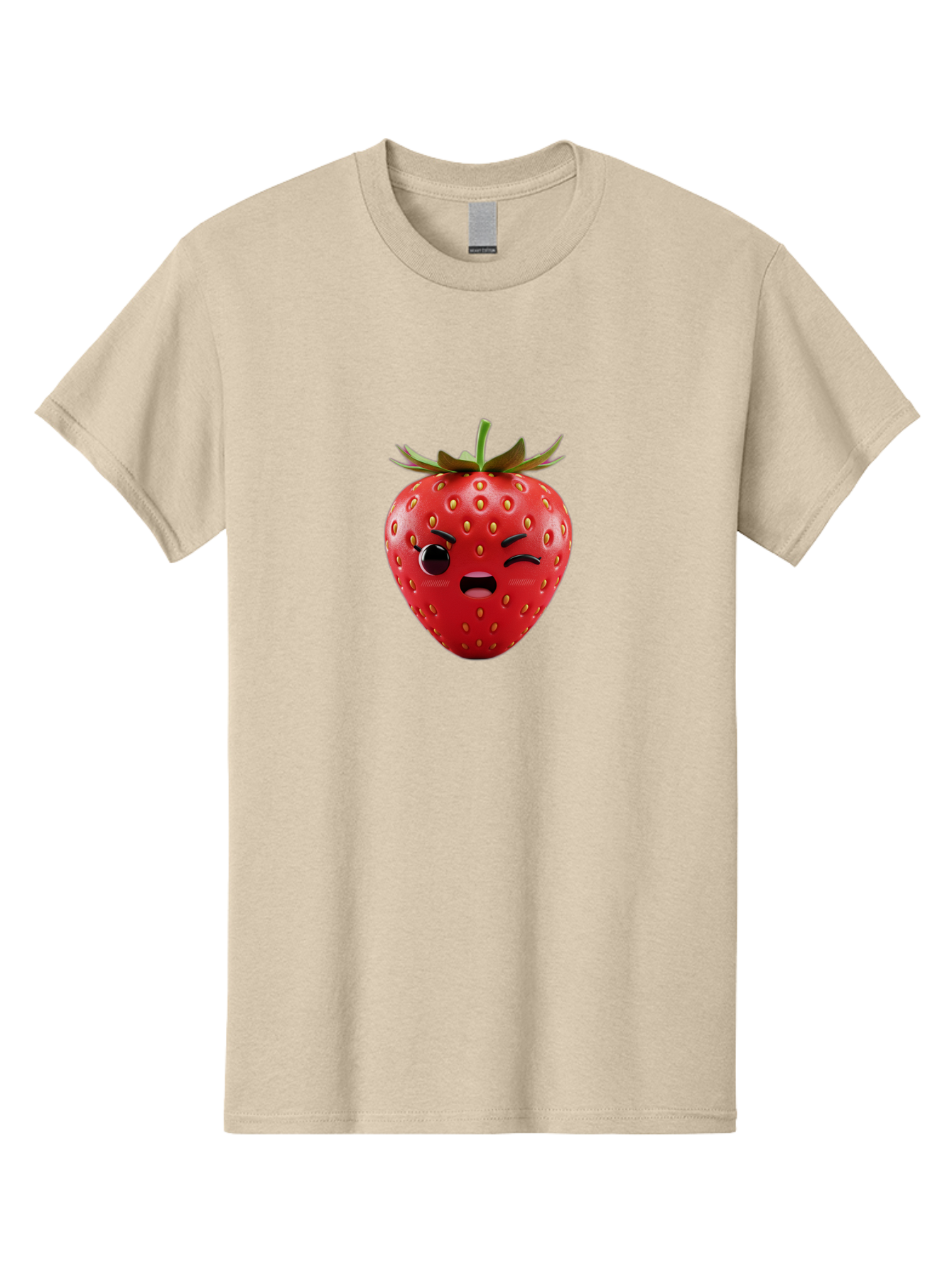 Winking-Strawberry-3 Men'S Graphic Tee, 100% Cotton, Comfortable Casual Summer Wear, Machine Washable, Winking Strawberry, Cartoon Fruit, Quirky Character, Comical Expression, Funny Face, Red Strawberry, Playful Design, Fruit Emoji, Bac560 7