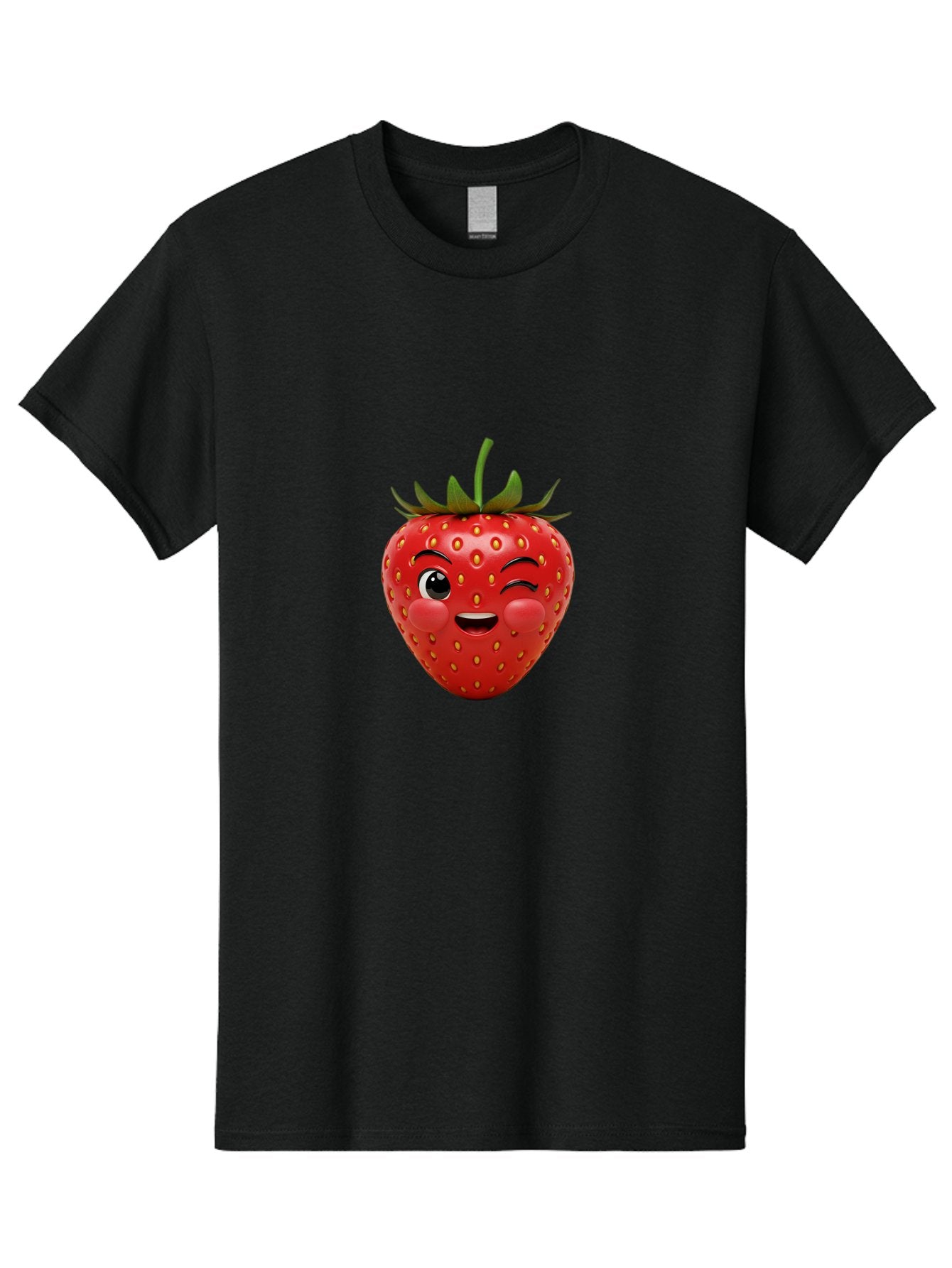Winking-Strawberry-4 Men'S Graphic Tee, 100% Cotton, Comfortable Casual Summer Wear, Machine Washable, Cartoon Strawberry, Winking Face, Playful Fruit, Cute Emoji, Strawberry Character, Fun Illustration, Fresh Fruit, Sweet Treat, Bac561 3