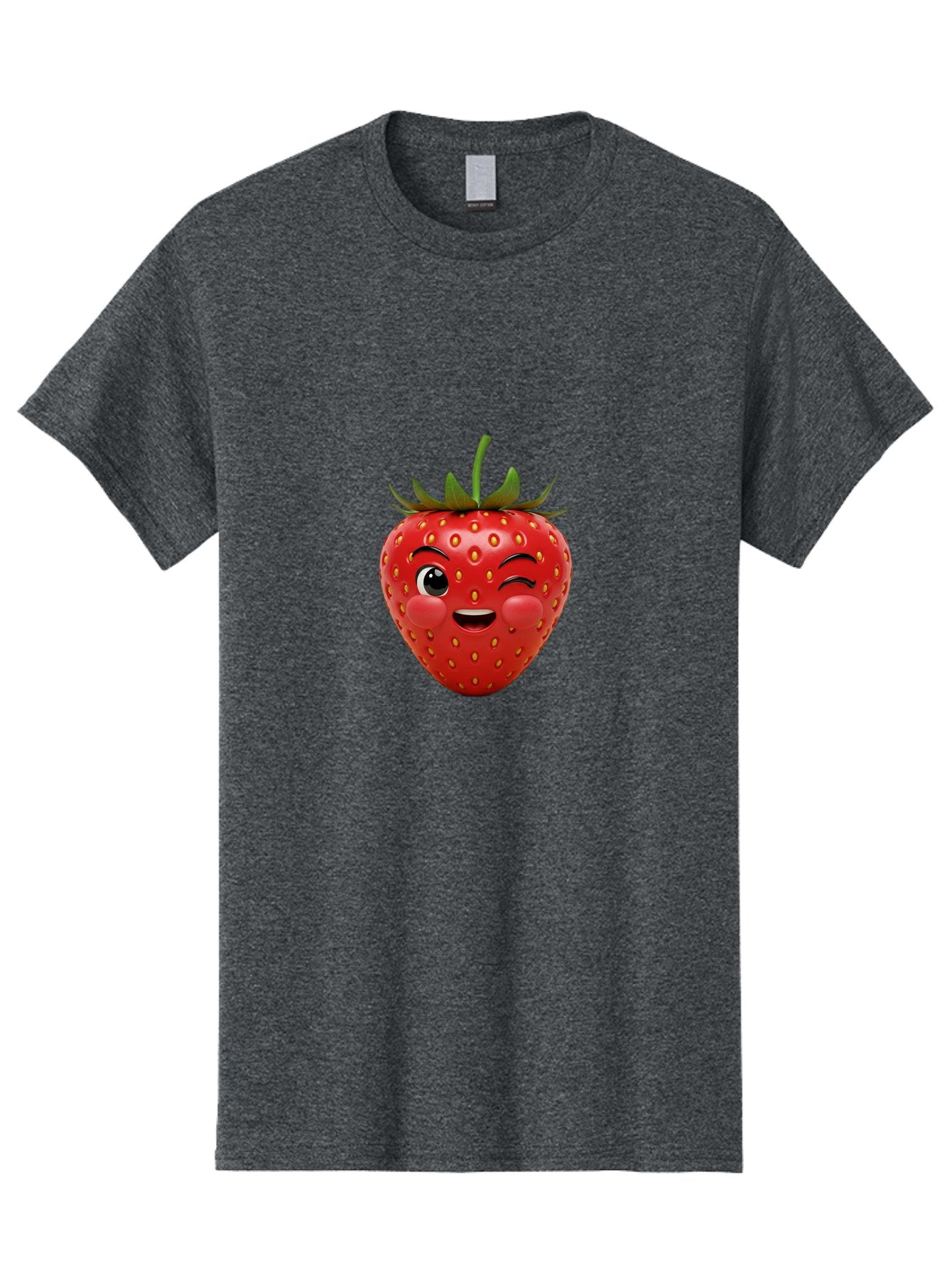 Winking-Strawberry-4 Men'S Graphic Tee, 100% Cotton, Comfortable Casual Summer Wear, Machine Washable, Cartoon Strawberry, Winking Face, Playful Fruit, Cute Emoji, Strawberry Character, Fun Illustration, Fresh Fruit, Sweet Treat, Bac561 14