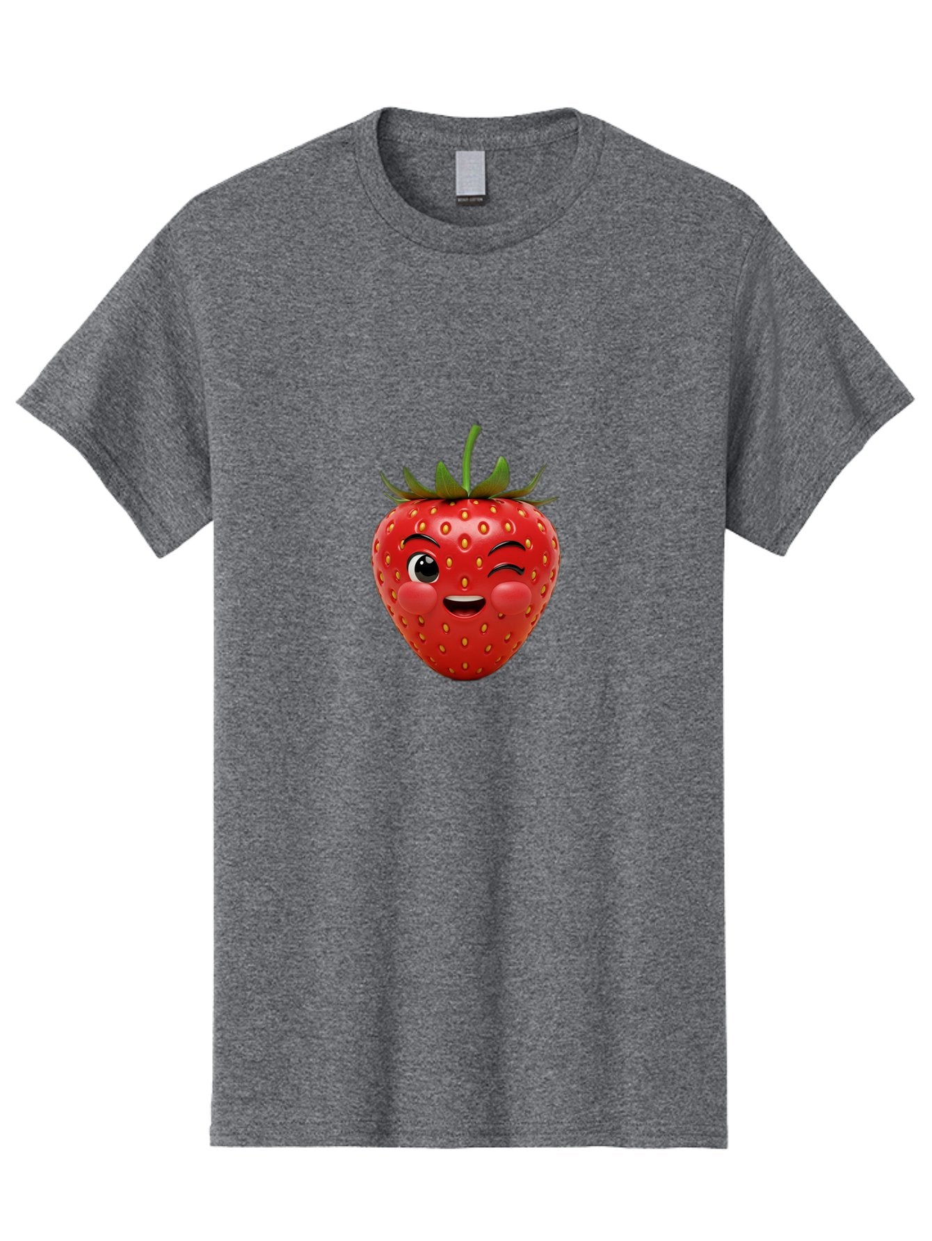 Winking-Strawberry-4 Men'S Graphic Tee, 100% Cotton, Comfortable Casual Summer Wear, Machine Washable, Cartoon Strawberry, Winking Face, Playful Fruit, Cute Emoji, Strawberry Character, Fun Illustration, Fresh Fruit, Sweet Treat, Bac561 12