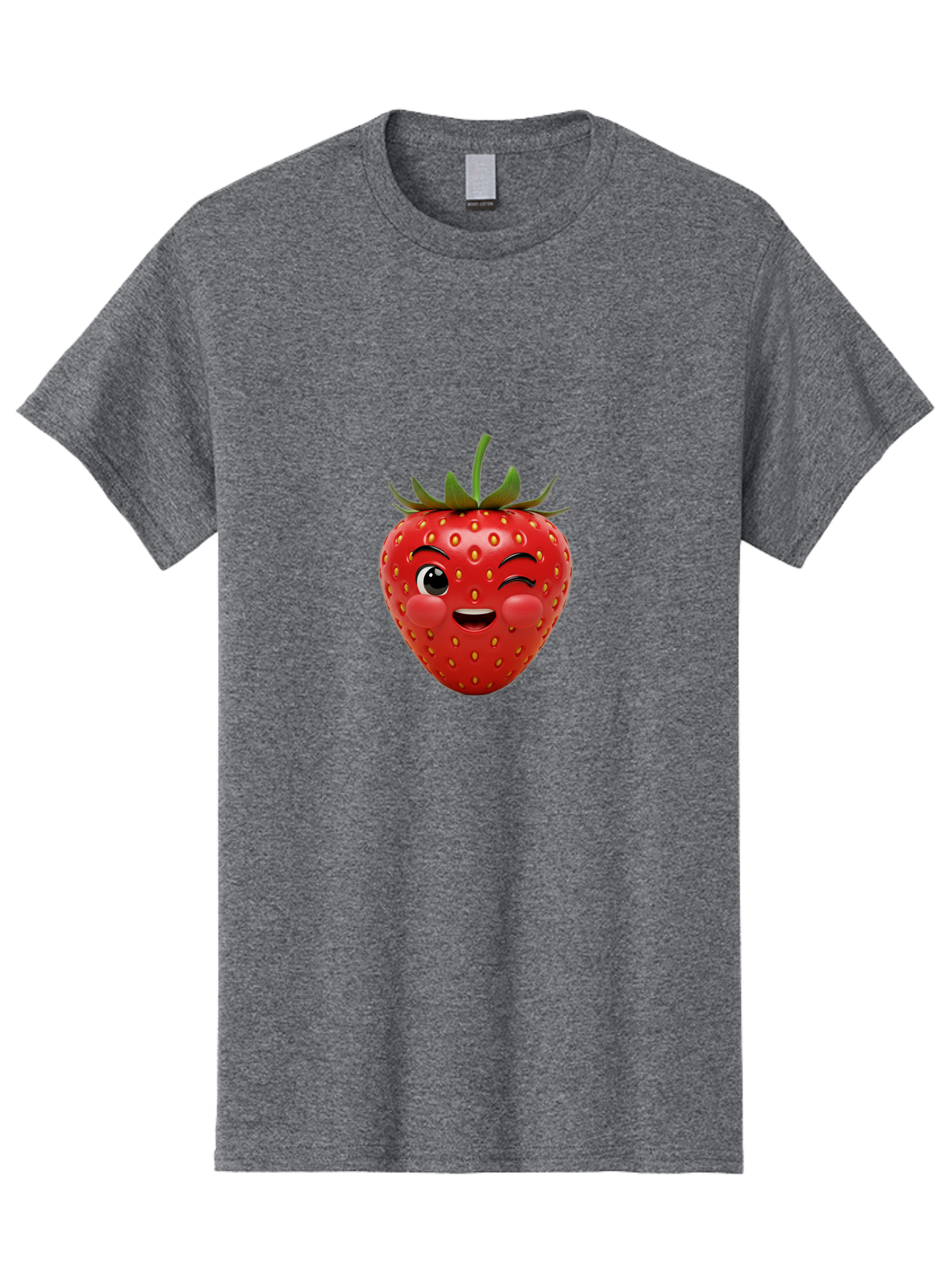 Winking-Strawberry-4 Men'S Graphic Tee, 100% Cotton, Comfortable Casual Summer Wear, Machine Washable, Cartoon Strawberry, Winking Face, Playful Fruit, Cute Emoji, Strawberry Character, Fun Illustration, Fresh Fruit, Sweet Treat, Bac561 3