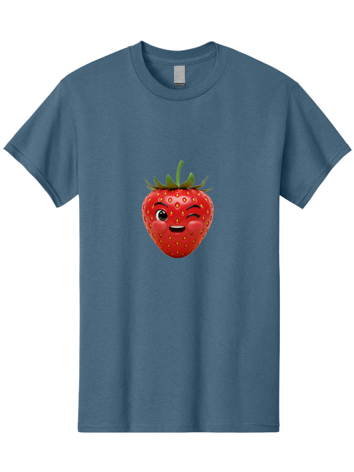 Winking-Strawberry-4 Men'S Graphic Tee, 100% Cotton, Comfortable Casual Summer Wear, Machine Washable, Cartoon Strawberry, Winking Face, Playful Fruit, Cute Emoji, Strawberry Character, Fun Illustration, Fresh Fruit, Sweet Treat, Bac561 5