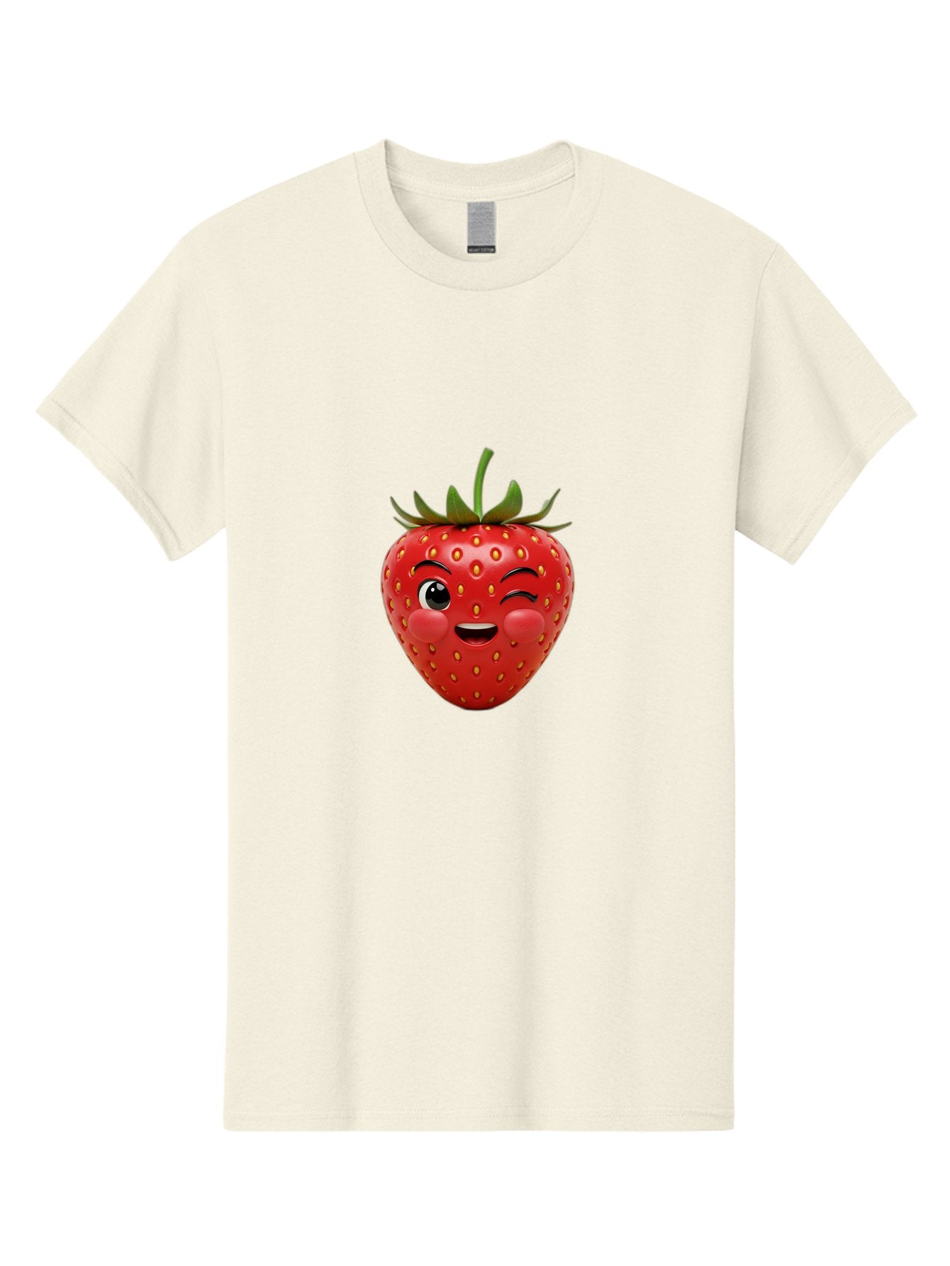 Winking-Strawberry-4 Men'S Graphic Tee, 100% Cotton, Comfortable Casual Summer Wear, Machine Washable, Cartoon Strawberry, Winking Face, Playful Fruit, Cute Emoji, Strawberry Character, Fun Illustration, Fresh Fruit, Sweet Treat, Bac561 6