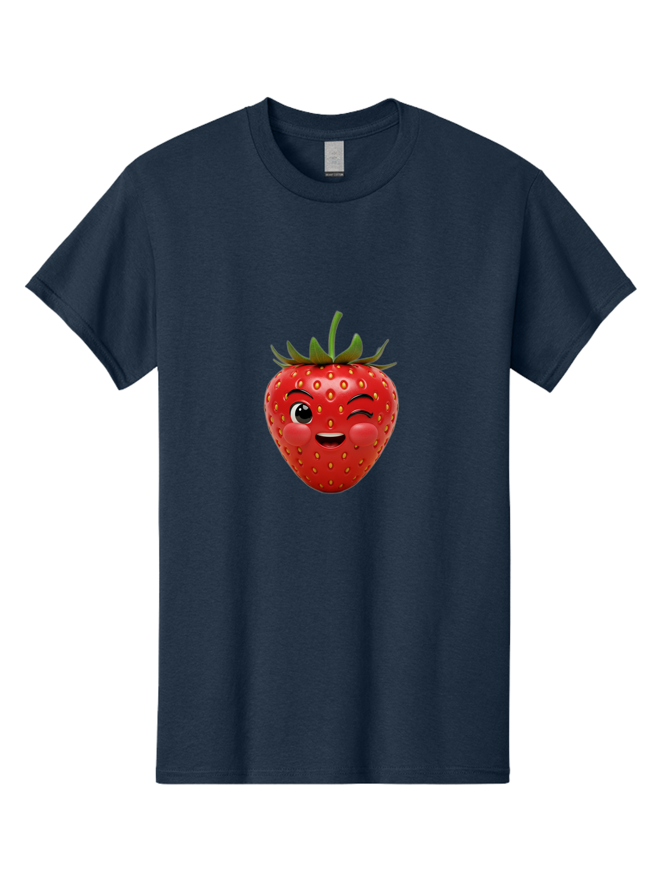 Winking-Strawberry-4 Men'S Graphic Tee, 100% Cotton, Comfortable Casual Summer Wear, Machine Washable, Cartoon Strawberry, Winking Face, Playful Fruit, Cute Emoji, Strawberry Character, Fun Illustration, Fresh Fruit, Sweet Treat, Bac561 11