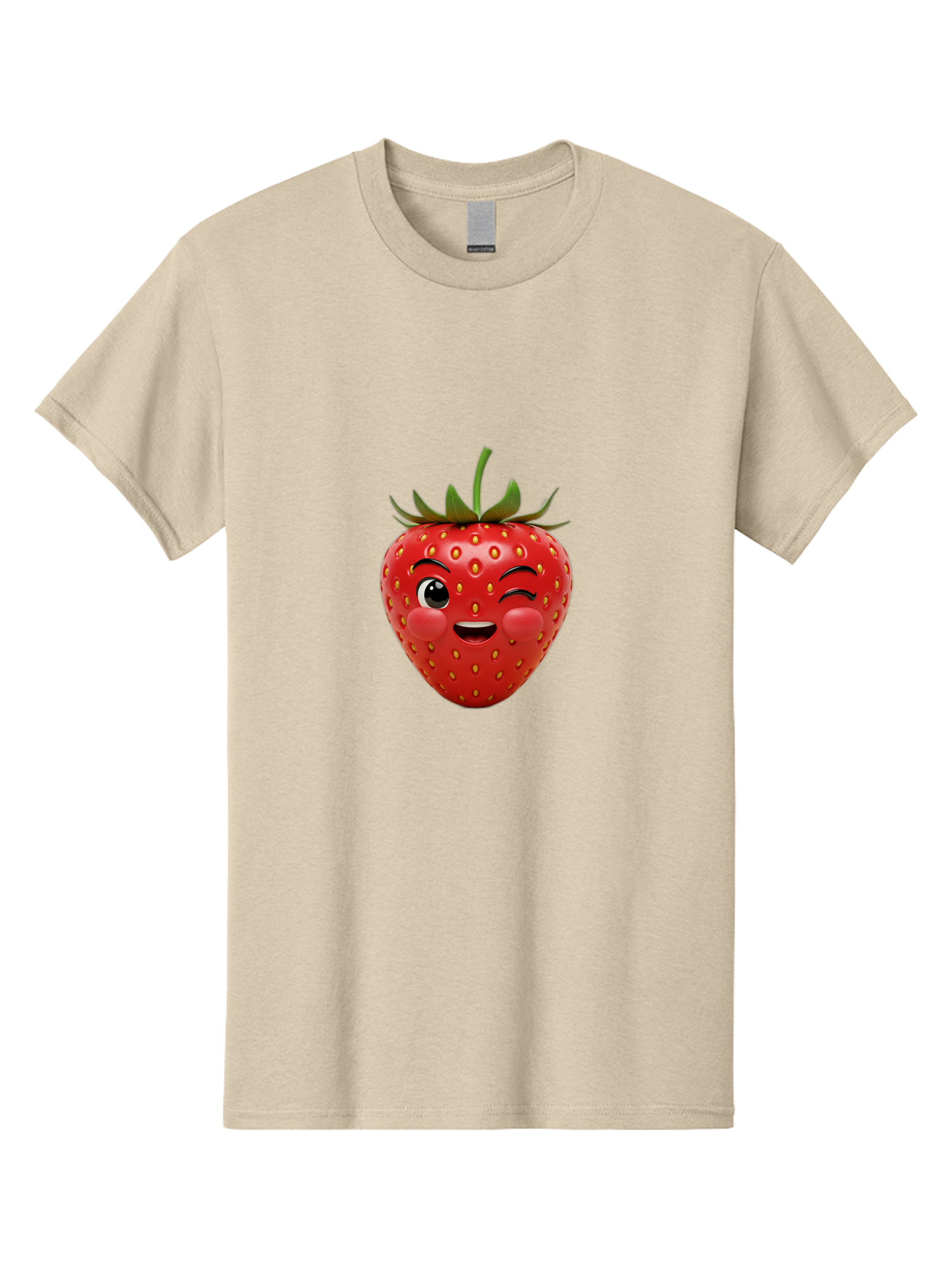 Winking-Strawberry-4 Men'S Graphic Tee, 100% Cotton, Comfortable Casual Summer Wear, Machine Washable, Cartoon Strawberry, Winking Face, Playful Fruit, Cute Emoji, Strawberry Character, Fun Illustration, Fresh Fruit, Sweet Treat, Bac561 10