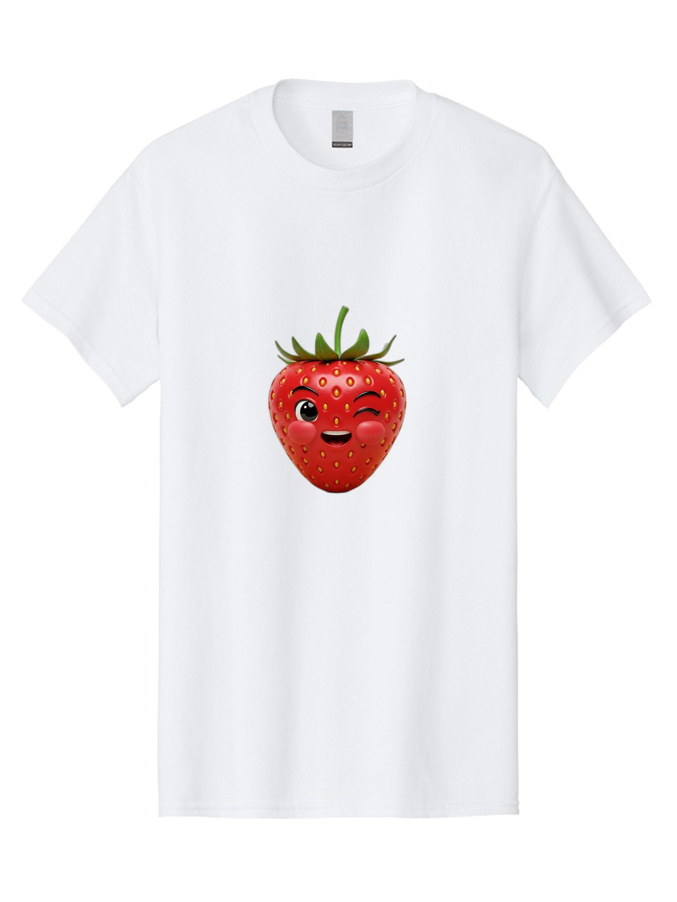 Winking-Strawberry-4 Men'S Graphic Tee, 100% Cotton, Comfortable Casual Summer Wear, Machine Washable, Cartoon Strawberry, Winking Face, Playful Fruit, Cute Emoji, Strawberry Character, Fun Illustration, Fresh Fruit, Sweet Treat, Bac561 5