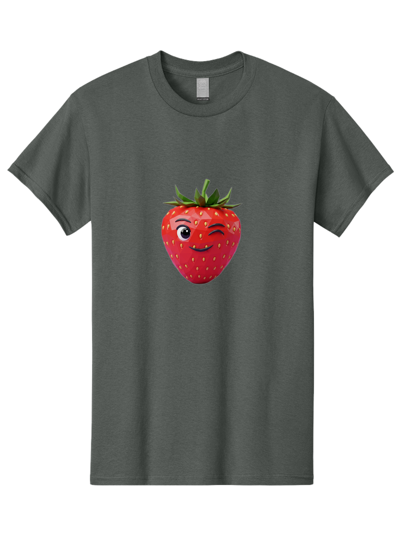 Winking-Strawberry-7 Men'S Graphic Tee, 100% Cotton, Comfortable Casual Summer Wear, Machine Washable, Winking Strawberry, Cute Strawberry, Cartoon Strawberry, Smiling Strawberry, Fruit Character, Adorable Fruit, Strawberry Face, Bac564 10