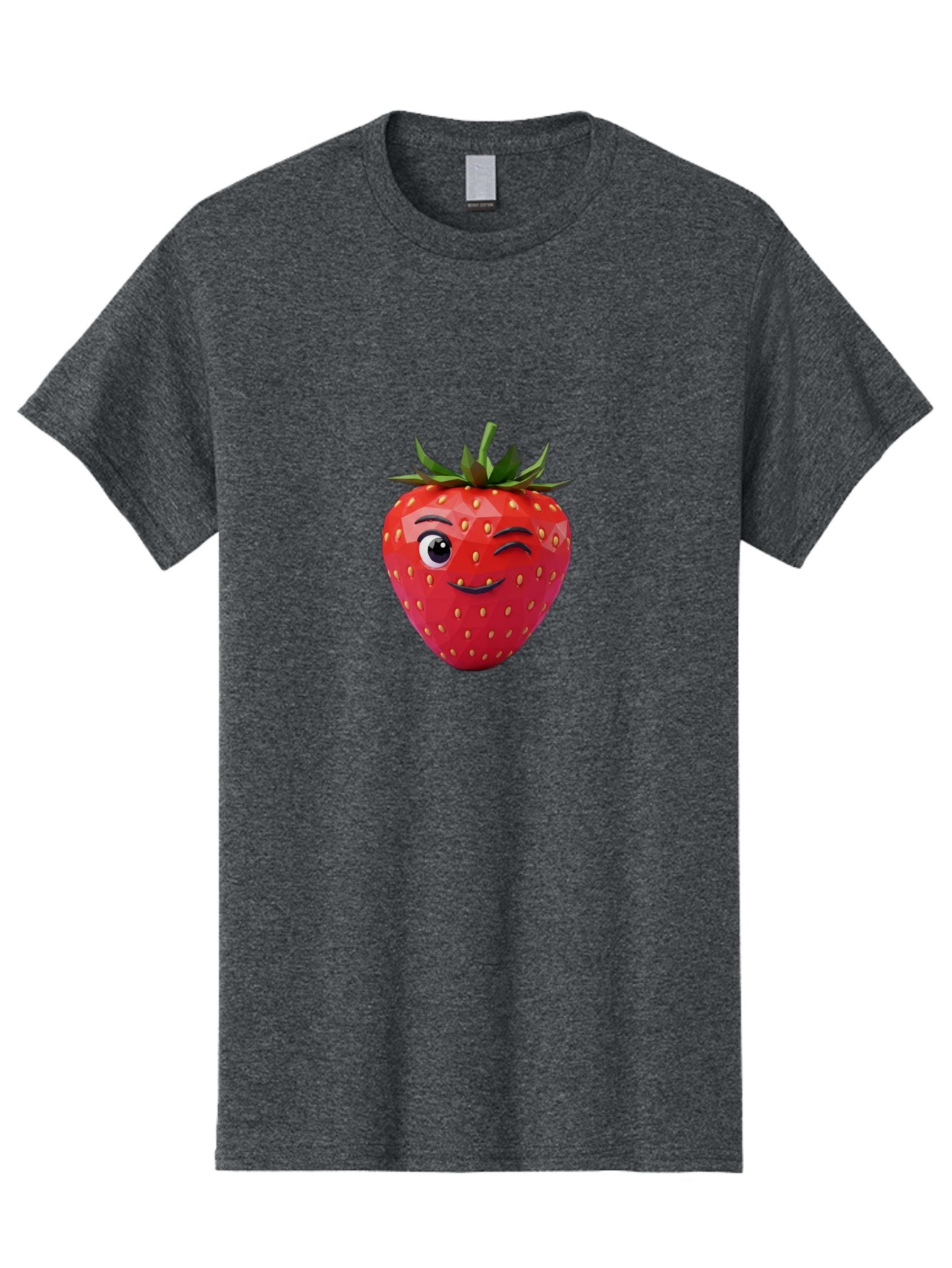 Winking-Strawberry-7 Men'S Graphic Tee, 100% Cotton, Comfortable Casual Summer Wear, Machine Washable, Winking Strawberry, Cute Strawberry, Cartoon Strawberry, Smiling Strawberry, Fruit Character, Adorable Fruit, Strawberry Face, Bac564 8
