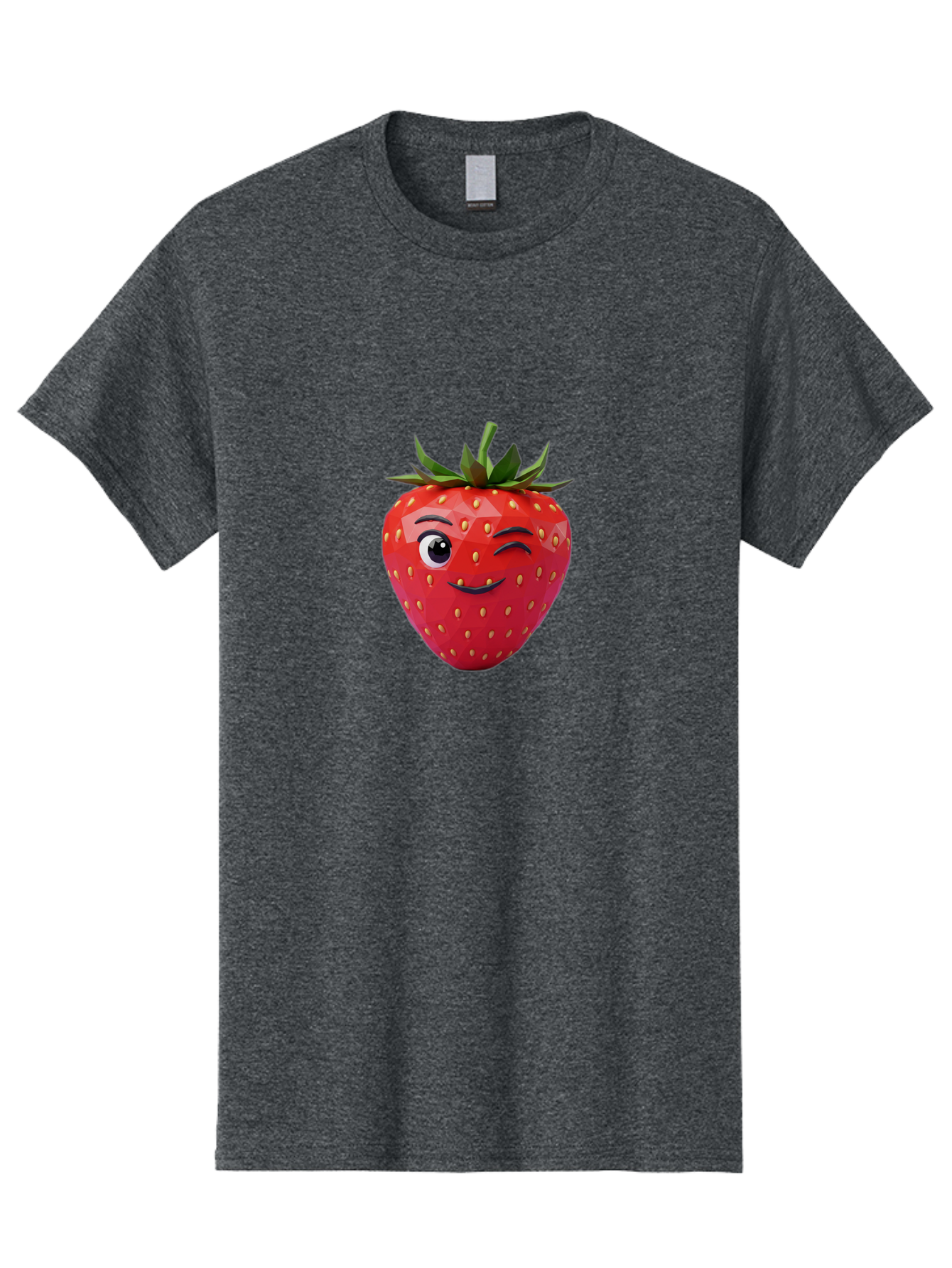 Winking-Strawberry-7 Men'S Graphic Tee, 100% Cotton, Comfortable Casual Summer Wear, Machine Washable, Winking Strawberry, Cute Strawberry, Cartoon Strawberry, Smiling Strawberry, Fruit Character, Adorable Fruit, Strawberry Face, Bac564 6