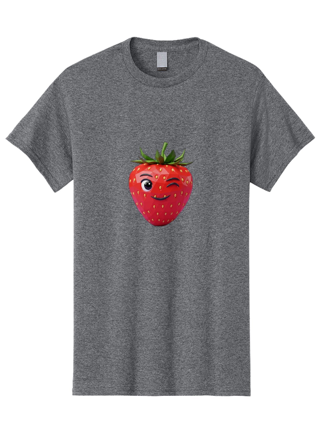 Winking-Strawberry-7 Men'S Graphic Tee, 100% Cotton, Comfortable Casual Summer Wear, Machine Washable, Winking Strawberry, Cute Strawberry, Cartoon Strawberry, Smiling Strawberry, Fruit Character, Adorable Fruit, Strawberry Face, Bac564 4