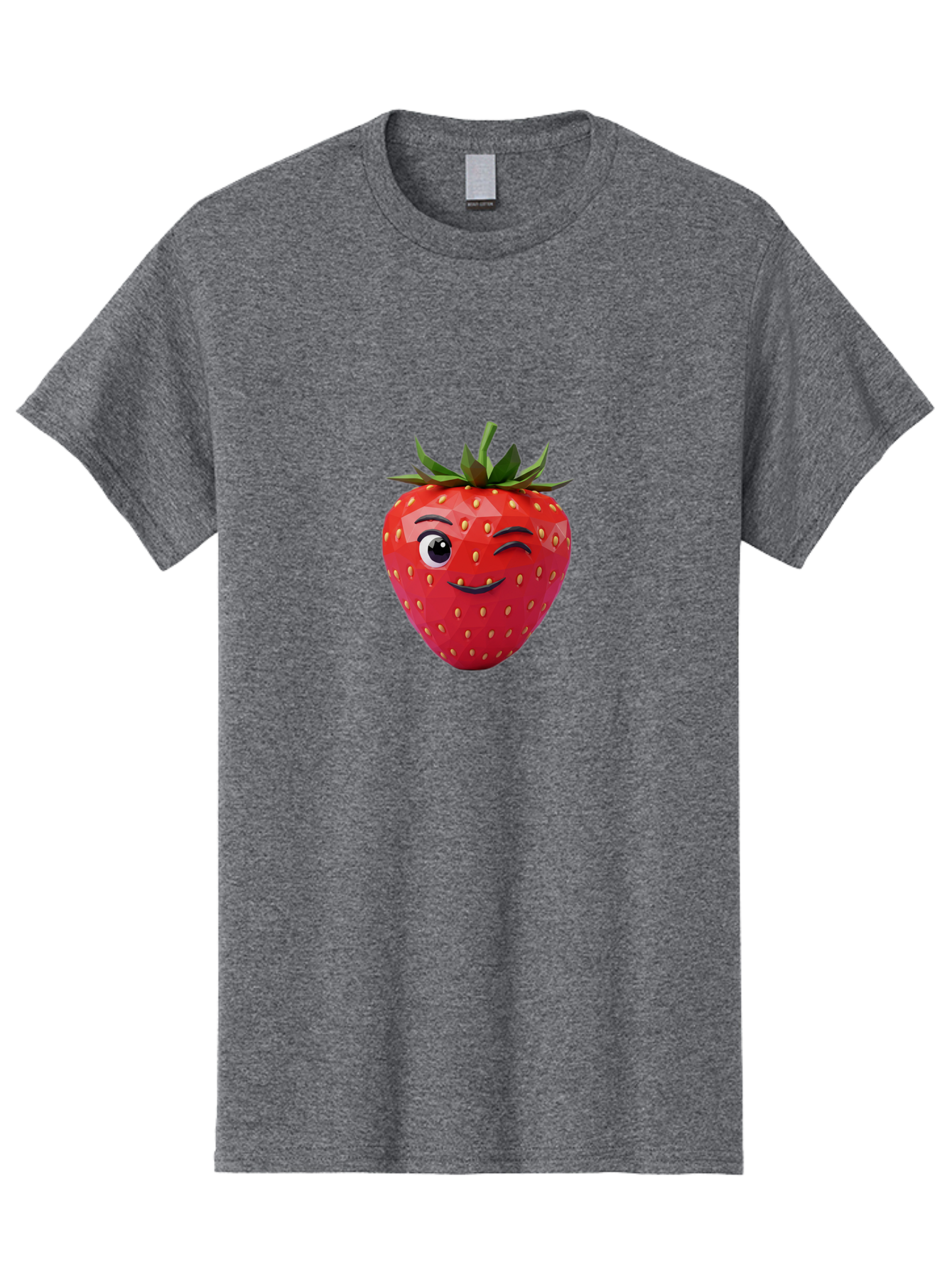 Winking-Strawberry-7 Men'S Graphic Tee, 100% Cotton, Comfortable Casual Summer Wear, Machine Washable, Winking Strawberry, Cute Strawberry, Cartoon Strawberry, Smiling Strawberry, Fruit Character, Adorable Fruit, Strawberry Face, Bac564 12
