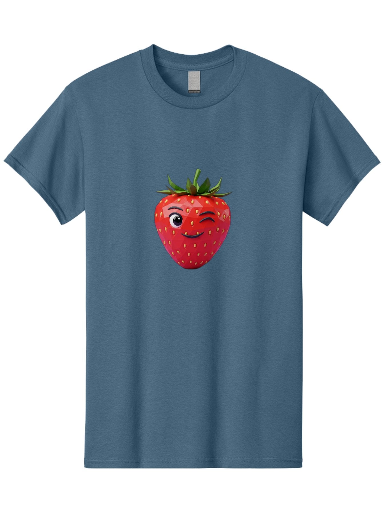 Winking-Strawberry-7 Men'S Graphic Tee, 100% Cotton, Comfortable Casual Summer Wear, Machine Washable, Winking Strawberry, Cute Strawberry, Cartoon Strawberry, Smiling Strawberry, Fruit Character, Adorable Fruit, Strawberry Face, Bac564 9