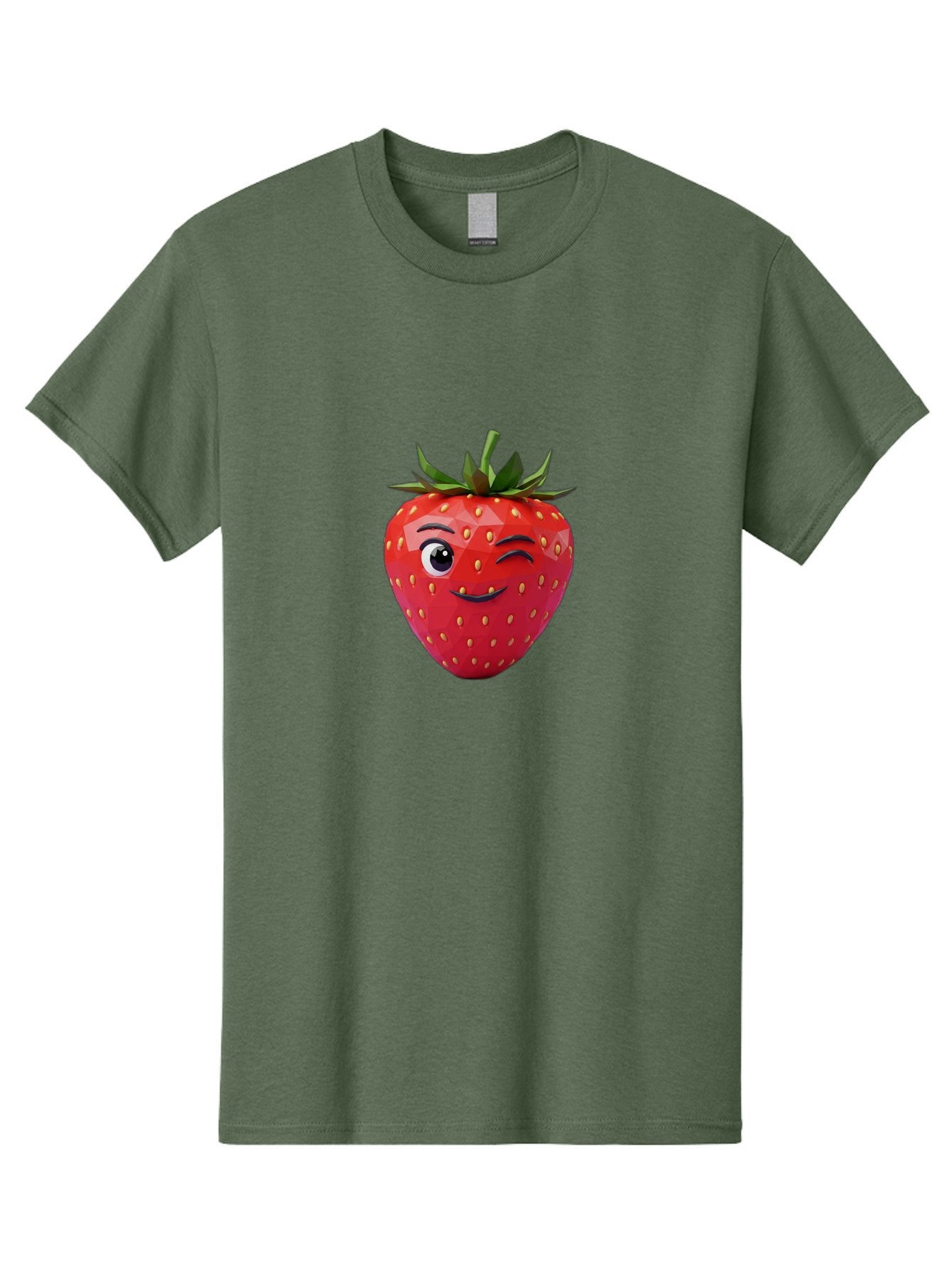Winking-Strawberry-7 Men'S Graphic Tee, 100% Cotton, Comfortable Casual Summer Wear, Machine Washable, Winking Strawberry, Cute Strawberry, Cartoon Strawberry, Smiling Strawberry, Fruit Character, Adorable Fruit, Strawberry Face, Bac564 11