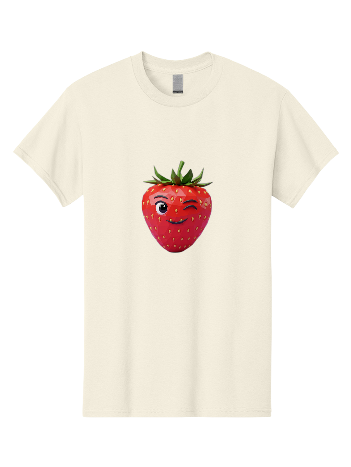 Winking-Strawberry-7 Men'S Graphic Tee, 100% Cotton, Comfortable Casual Summer Wear, Machine Washable, Winking Strawberry, Cute Strawberry, Cartoon Strawberry, Smiling Strawberry, Fruit Character, Adorable Fruit, Strawberry Face, Bac564 15