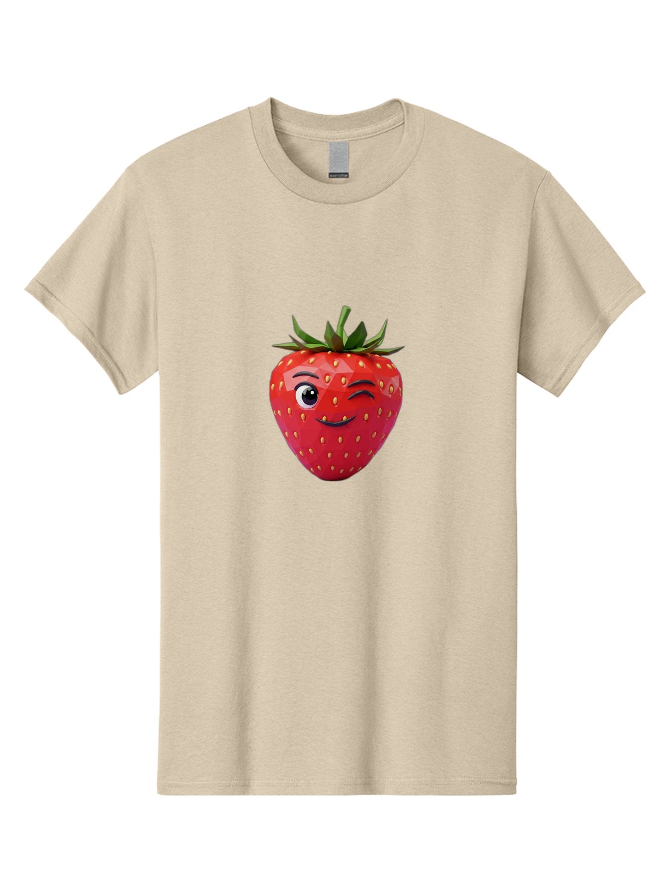 Winking-Strawberry-7 Men'S Graphic Tee, 100% Cotton, Comfortable Casual Summer Wear, Machine Washable, Winking Strawberry, Cute Strawberry, Cartoon Strawberry, Smiling Strawberry, Fruit Character, Adorable Fruit, Strawberry Face, Bac564 3