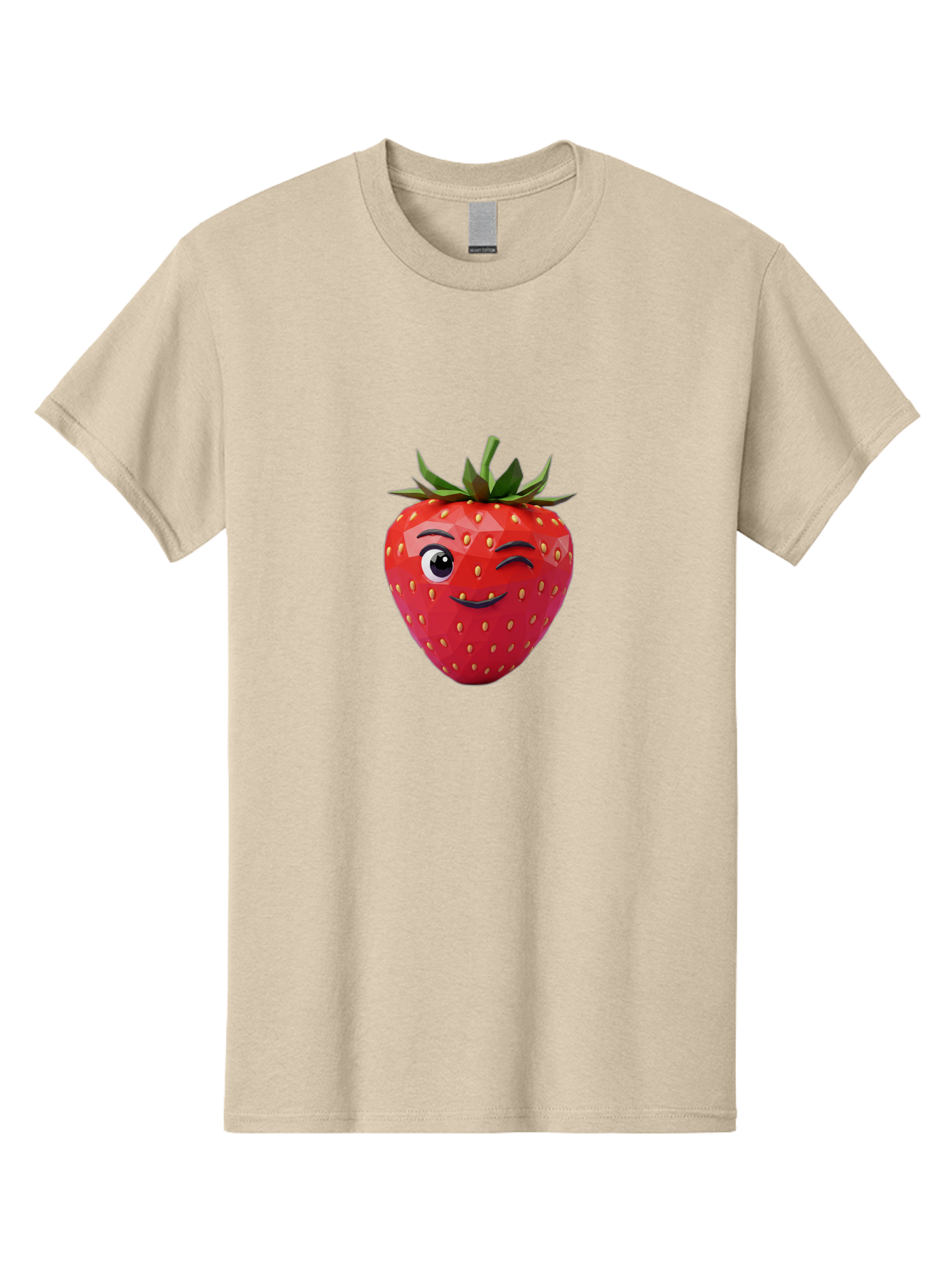 Winking-Strawberry-7 Men'S Graphic Tee, 100% Cotton, Comfortable Casual Summer Wear, Machine Washable, Winking Strawberry, Cute Strawberry, Cartoon Strawberry, Smiling Strawberry, Fruit Character, Adorable Fruit, Strawberry Face, Bac564 9