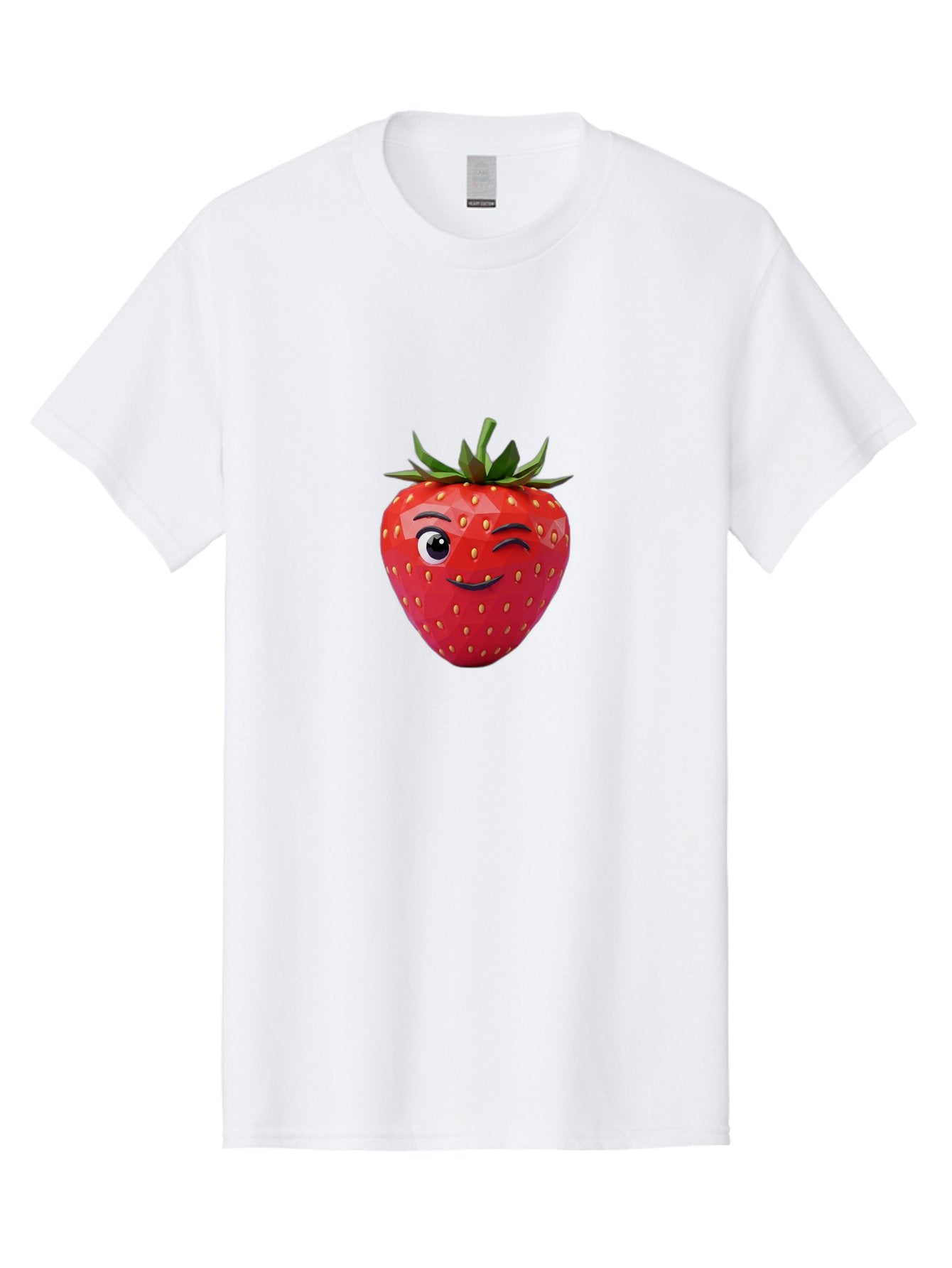 Winking-Strawberry-7 Men'S Graphic Tee, 100% Cotton, Comfortable Casual Summer Wear, Machine Washable, Winking Strawberry, Cute Strawberry, Cartoon Strawberry, Smiling Strawberry, Fruit Character, Adorable Fruit, Strawberry Face, Bac564 15