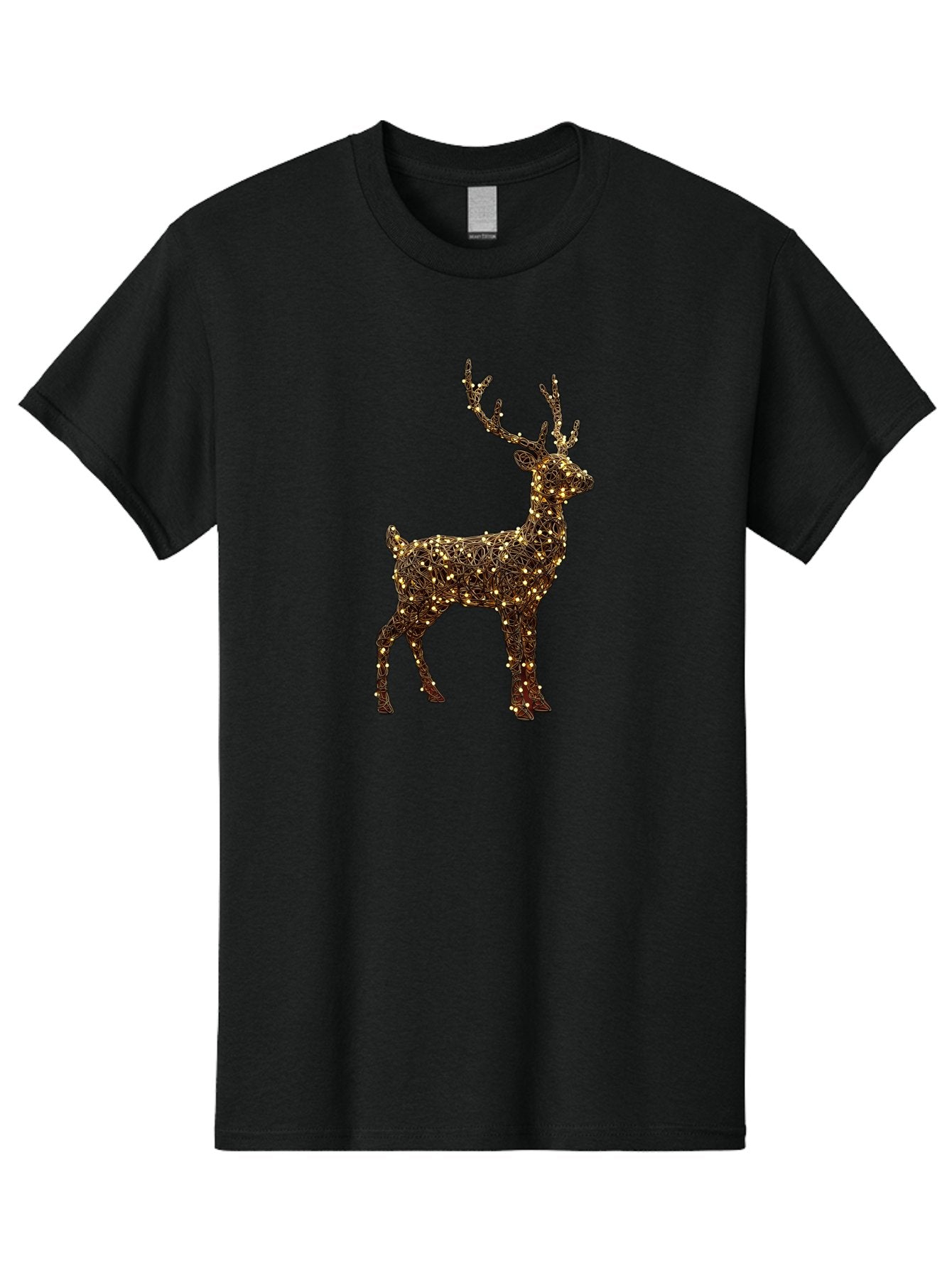 Wire-Reindeer Men'S Graphic Tee, 100% Cotton, Comfortable Casual Summer Wear, Machine Washable, Reindeer Decoration, Christmas Lights, Festive Decor, Holiday Display, Glowing Reindeer, Christmas Decoration, Outdoor Decor, Winter Wonderland Bac568 15