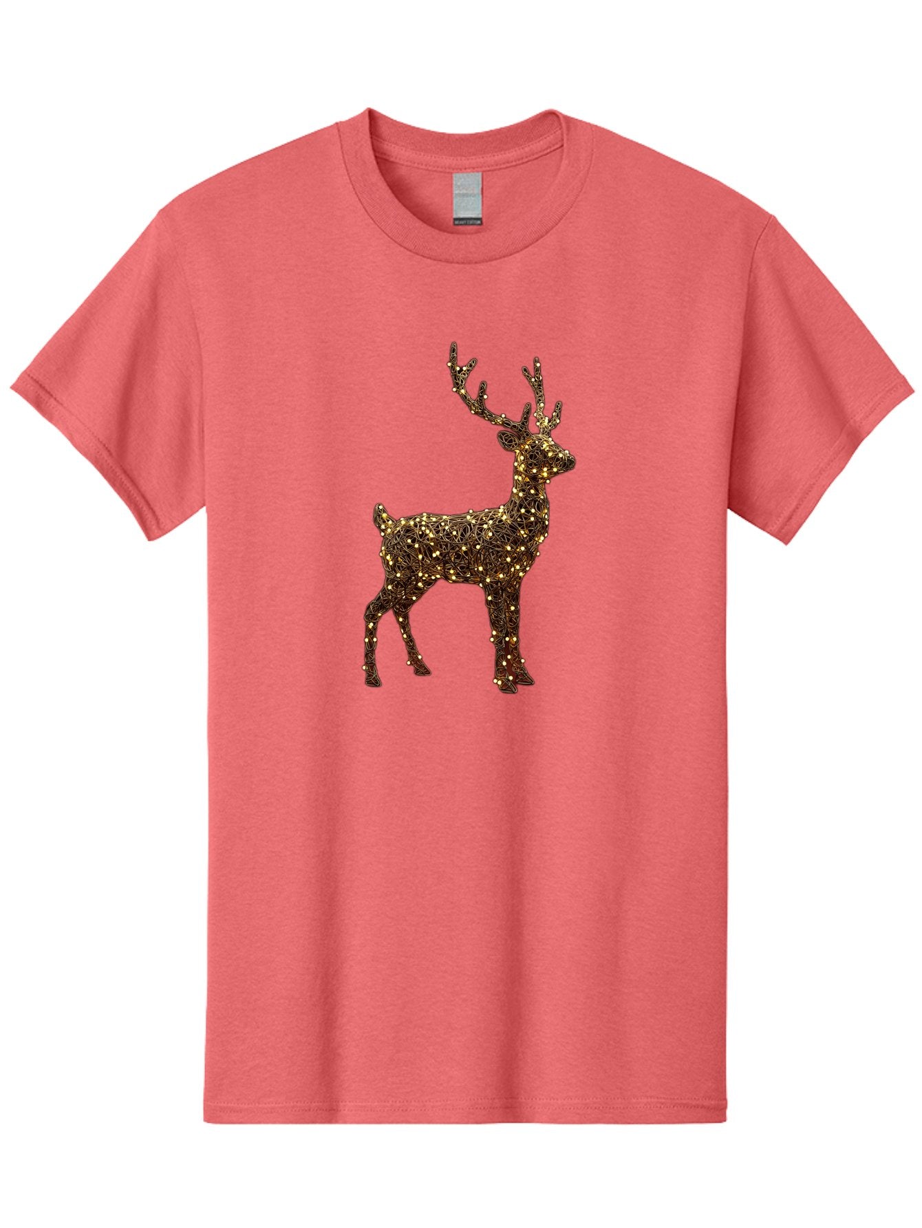 Wire-Reindeer Men'S Graphic Tee, 100% Cotton, Comfortable Casual Summer Wear, Machine Washable, Reindeer Decoration, Christmas Lights, Festive Decor, Holiday Display, Glowing Reindeer, Christmas Decoration, Outdoor Decor, Winter Wonderland Bac568 12