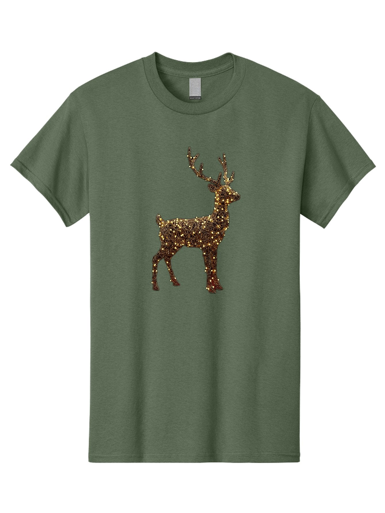 Wire-Reindeer Men'S Graphic Tee, 100% Cotton, Comfortable Casual Summer Wear, Machine Washable, Reindeer Decoration, Christmas Lights, Festive Decor, Holiday Display, Glowing Reindeer, Christmas Decoration, Outdoor Decor, Winter Wonderland Bac568 14