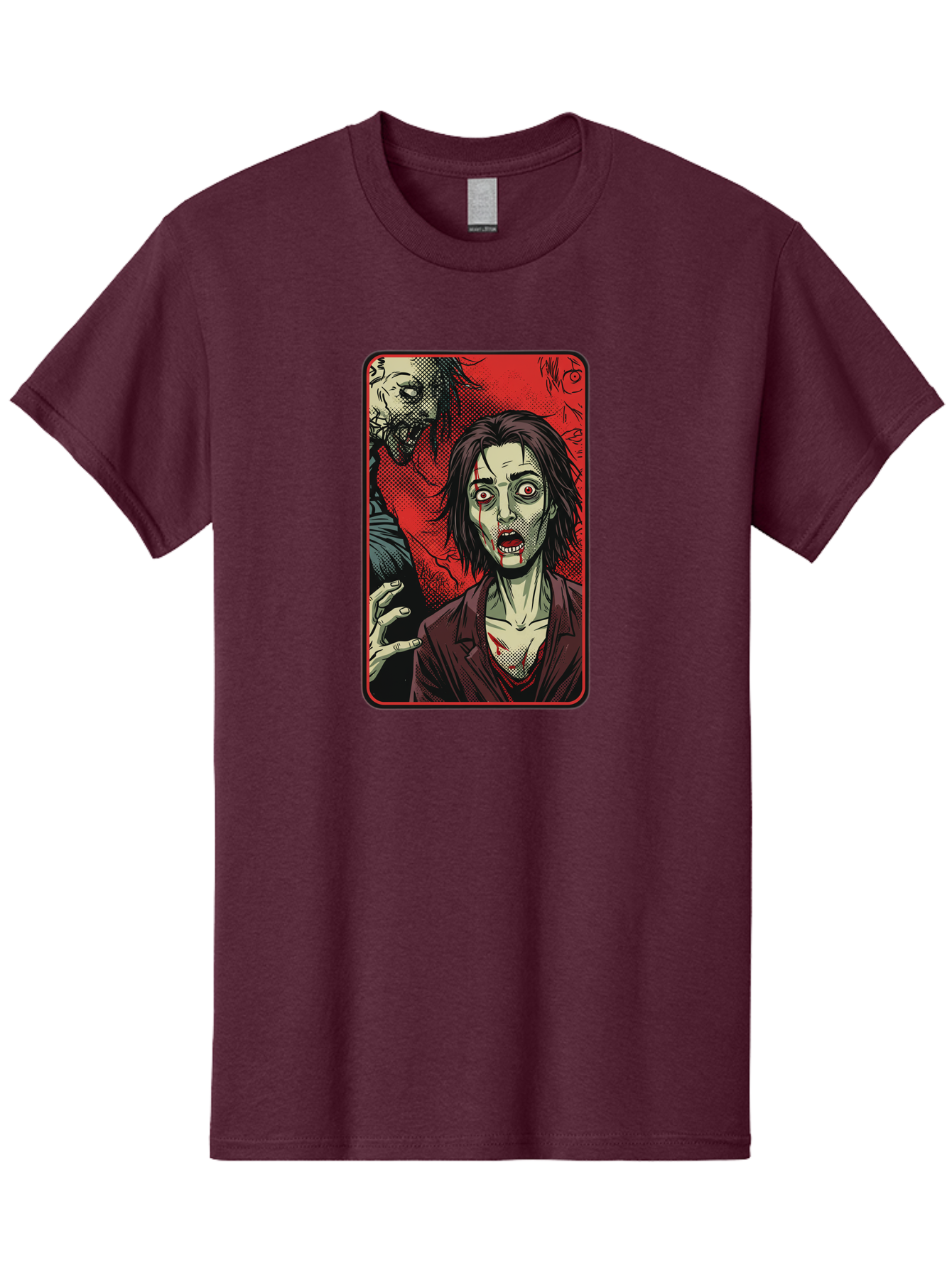 Zombie-Illustration Men'S Graphic Tee, 100% Cotton, Comfortable Casual Summer Wear, Machine Washable, Zombie Outbreak, Undead Creatures, Horror Scene, Post-Apocalyptic Chaos, Terrifying Atmosphere, Dark Fantasy, Red Eyes, Sharp Teeth, Bac570 12