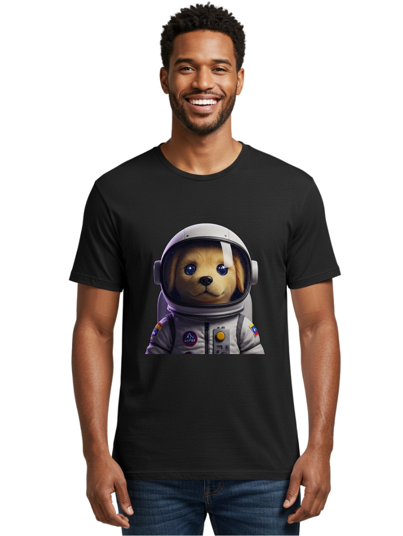 Zotter-Pup-In-Spacesuit Men'S Graphic Tee, 100% Cotton, Comfortable Casual Summer Wear, Machine Washable, Puppy In Space Suit, Dog In Astronaut Helmet, Cotter Logo, Space Exploration, Cute Canine, Futuristic Adventure, Sci-Fi Theme, Bac571 22