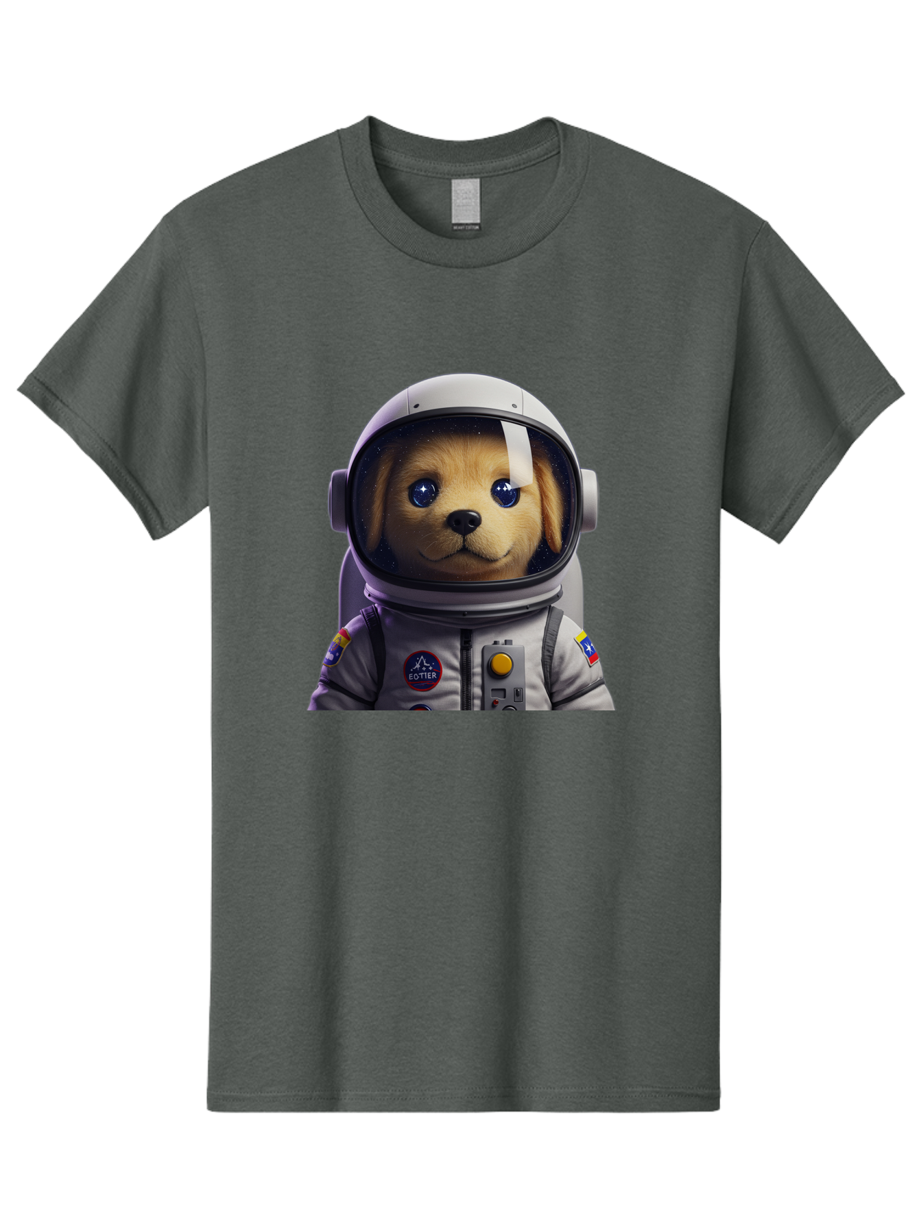 Zotter-Pup-In-Spacesuit Men'S Graphic Tee, 100% Cotton, Comfortable Casual Summer Wear, Machine Washable, Puppy In Space Suit, Dog In Astronaut Helmet, Cotter Logo, Space Exploration, Cute Canine, Futuristic Adventure, Sci-Fi Theme, Bac571 5