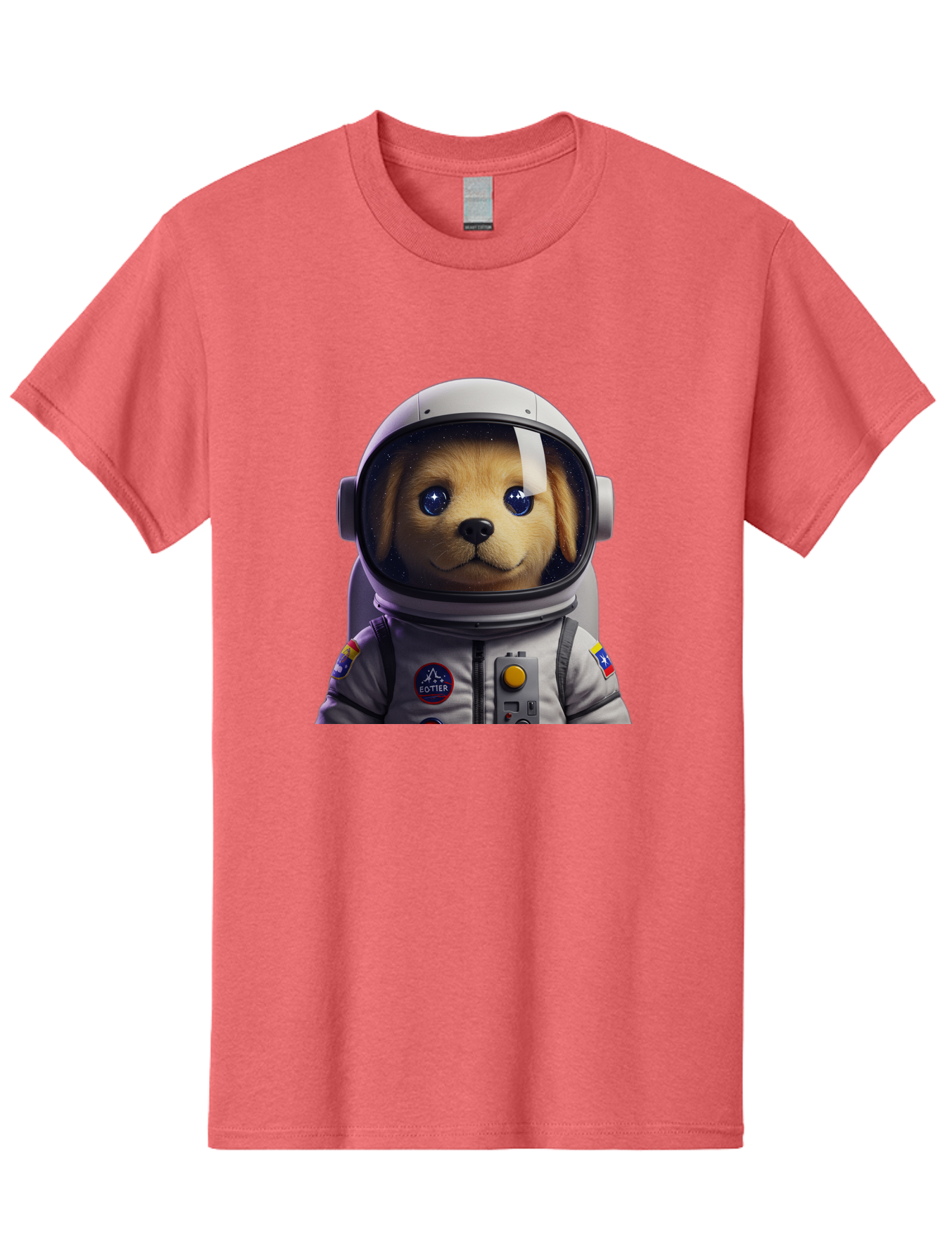 Zotter-Pup-In-Spacesuit Men'S Graphic Tee, 100% Cotton, Comfortable Casual Summer Wear, Machine Washable, Puppy In Space Suit, Dog In Astronaut Helmet, Cotter Logo, Space Exploration, Cute Canine, Futuristic Adventure, Sci-Fi Theme, Bac571