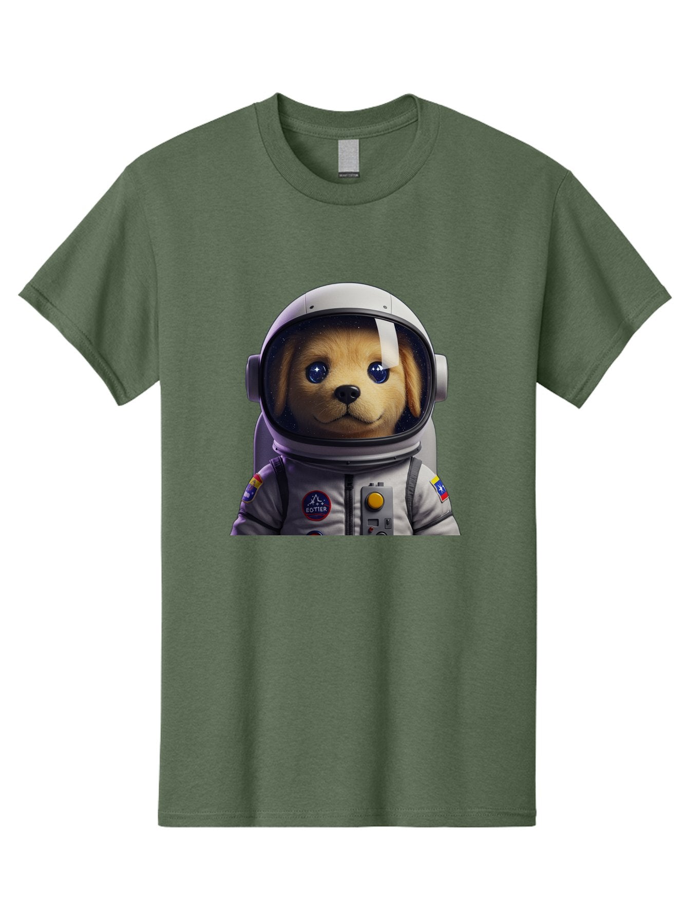 Zotter-Pup-In-Spacesuit Men'S Graphic Tee, 100% Cotton, Comfortable Casual Summer Wear, Machine Washable, Puppy In Space Suit, Dog In Astronaut Helmet, Cotter Logo, Space Exploration, Cute Canine, Futuristic Adventure, Sci-Fi Theme, Bac571