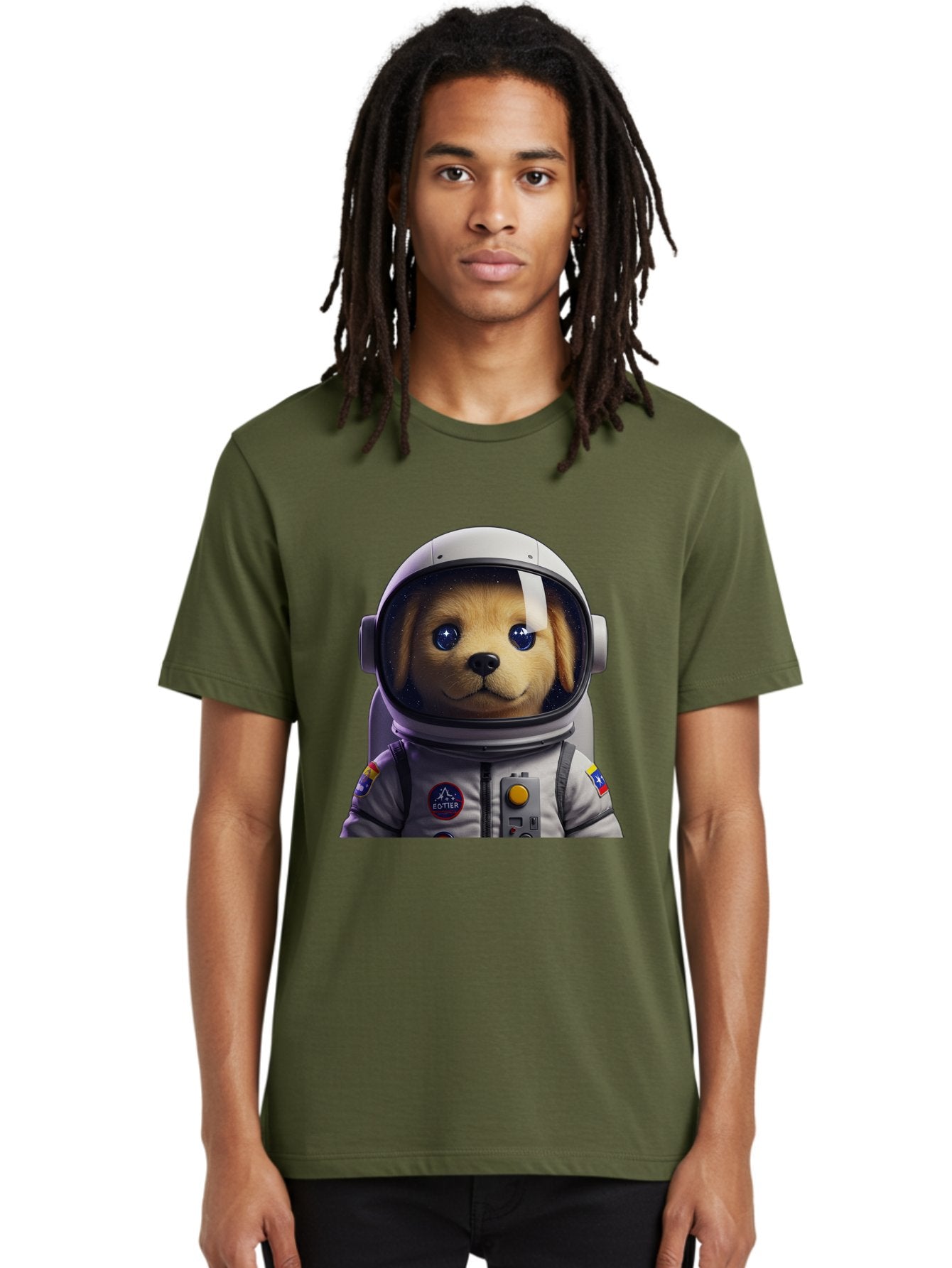 Zotter-Pup-In-Spacesuit Men'S Graphic Tee, 100% Cotton, Comfortable Casual Summer Wear, Machine Washable, Puppy In Space Suit, Dog In Astronaut Helmet, Cotter Logo, Space Exploration, Cute Canine, Futuristic Adventure, Sci-Fi Theme, Bac571 19