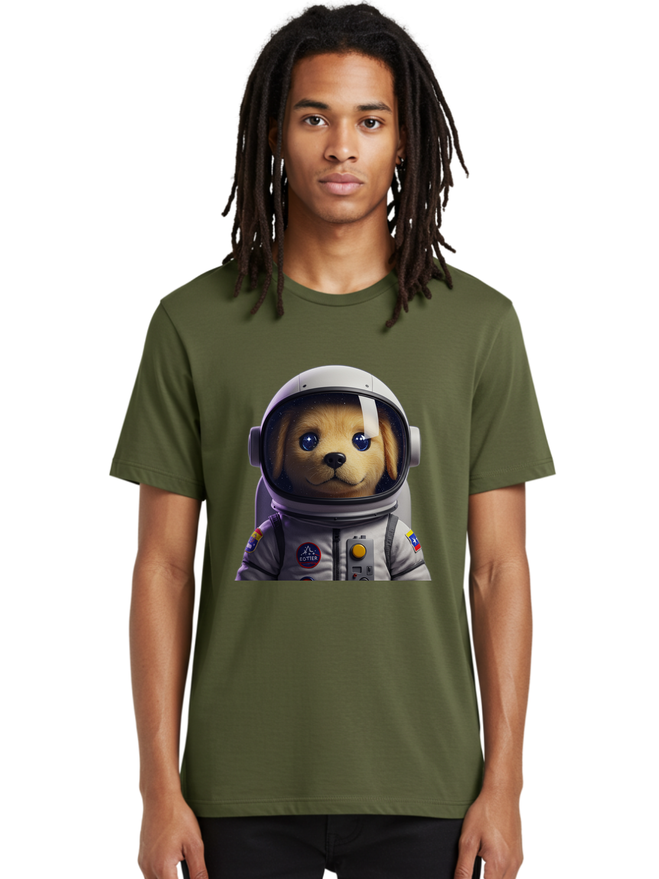 Zotter-Pup-In-Spacesuit Men'S Graphic Tee, 100% Cotton, Comfortable Casual Summer Wear, Machine Washable, Puppy In Space Suit, Dog In Astronaut Helmet, Cotter Logo, Space Exploration, Cute Canine, Futuristic Adventure, Sci-Fi Theme, Bac571 26