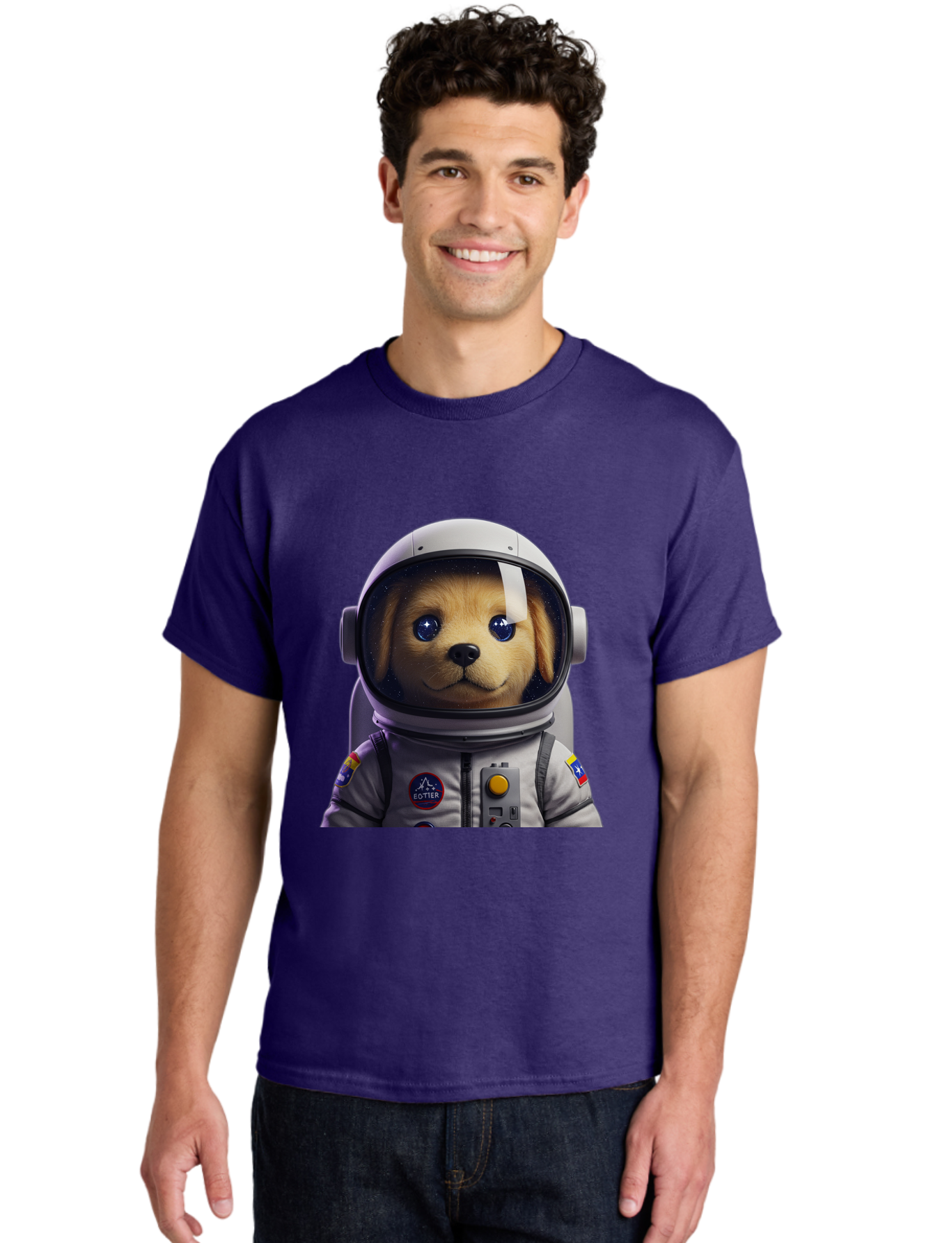 Zotter-Pup-In-Spacesuit Men'S Graphic Tee, 100% Cotton, Comfortable Casual Summer Wear, Machine Washable, Puppy In Space Suit, Dog In Astronaut Helmet, Cotter Logo, Space Exploration, Cute Canine, Futuristic Adventure, Sci-Fi Theme, Bac571 17