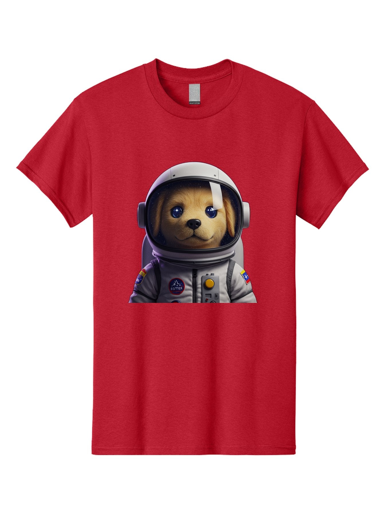Zotter-Pup-In-Spacesuit Men'S Graphic Tee, 100% Cotton, Comfortable Casual Summer Wear, Machine Washable, Puppy In Space Suit, Dog In Astronaut Helmet, Cotter Logo, Space Exploration, Cute Canine, Futuristic Adventure, Sci-Fi Theme, Bac571