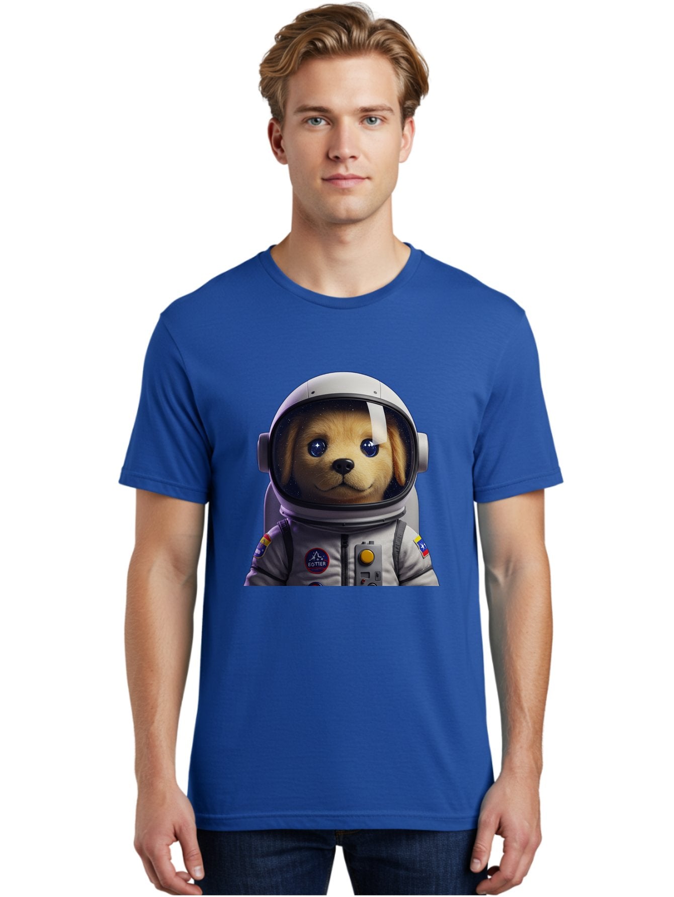 Zotter-Pup-In-Spacesuit Men'S Graphic Tee, 100% Cotton, Comfortable Casual Summer Wear, Machine Washable, Puppy In Space Suit, Dog In Astronaut Helmet, Cotter Logo, Space Exploration, Cute Canine, Futuristic Adventure, Sci-Fi Theme, Bac571 27