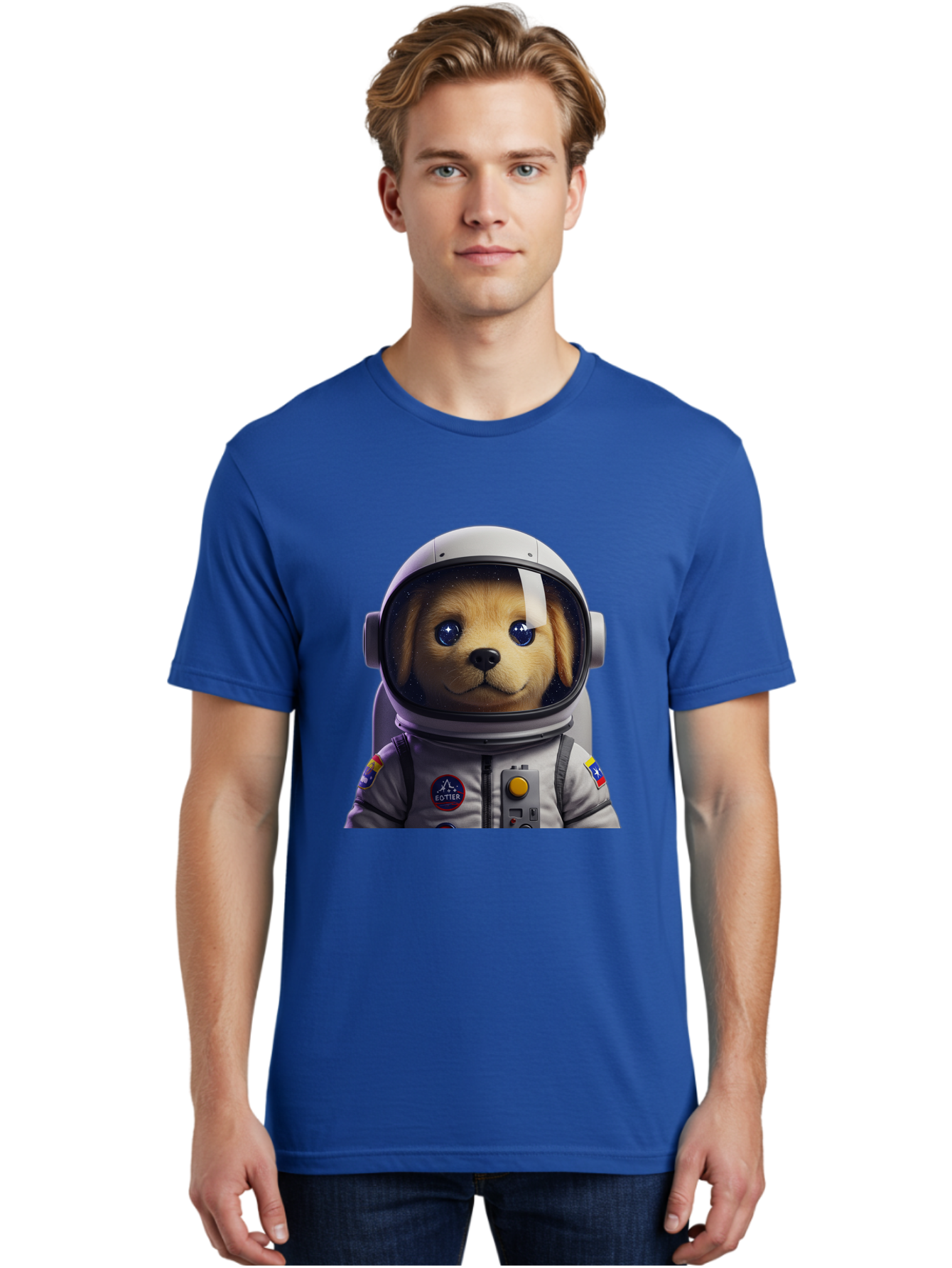 Zotter-Pup-In-Spacesuit Men'S Graphic Tee, 100% Cotton, Comfortable Casual Summer Wear, Machine Washable, Puppy In Space Suit, Dog In Astronaut Helmet, Cotter Logo, Space Exploration, Cute Canine, Futuristic Adventure, Sci-Fi Theme, Bac571 19