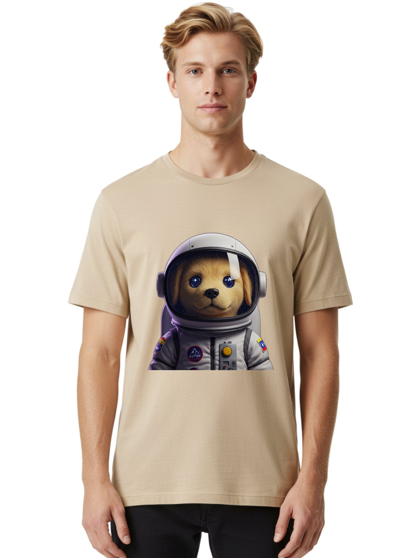 Zotter-Pup-In-Spacesuit Men'S Graphic Tee, 100% Cotton, Comfortable Casual Summer Wear, Machine Washable, Puppy In Space Suit, Dog In Astronaut Helmet, Cotter Logo, Space Exploration, Cute Canine, Futuristic Adventure, Sci-Fi Theme, Bac571 16