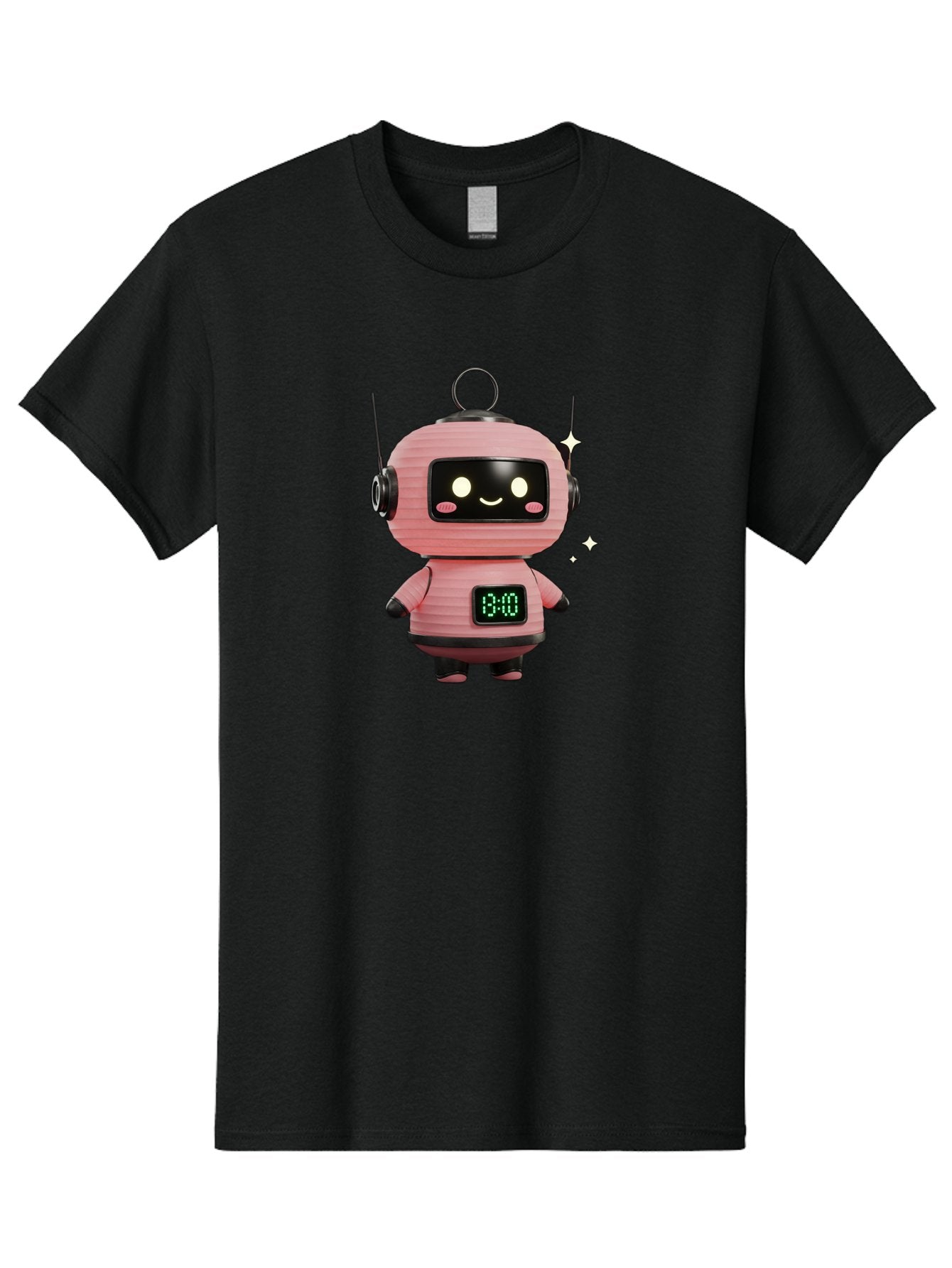 13-00-Robot Men'S Graphic Tee, 100% Cotton, Comfortable Casual Summer Wear, Machine Washable, Cartoon Robot With Clock, Digital Time Display, 13:00, Futuristic Design, Robot Character, Alarm Clock, Kawaii Style, Robot Technology, Bac572 12